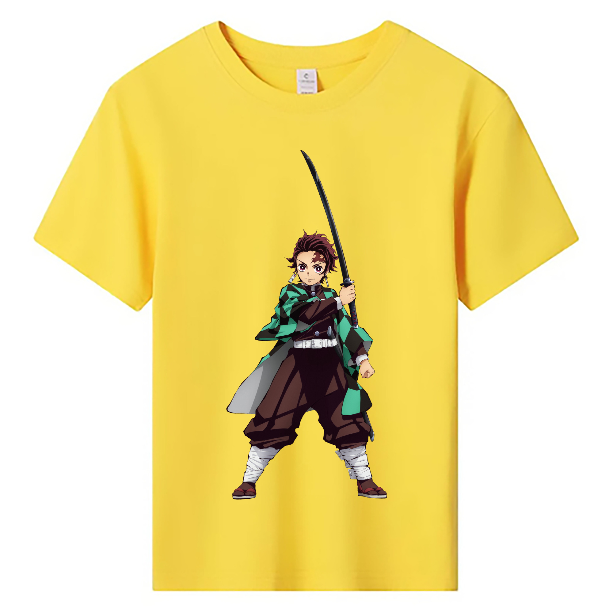 （画像用） 鬼滅の刃 竈門 炭治郎／かまど たんじろう Kamado Tanjirou 綿100％キッズTシャツ（フロントプリント）
