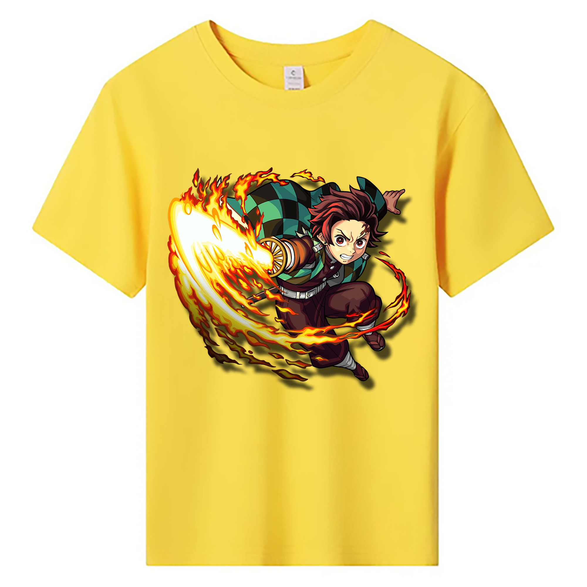 （画像用） 鬼滅の刃 竈門 炭治郎／かまど たんじろう Kamado Tanjirou 綿100％キッズTシャツ（フロントプリント）