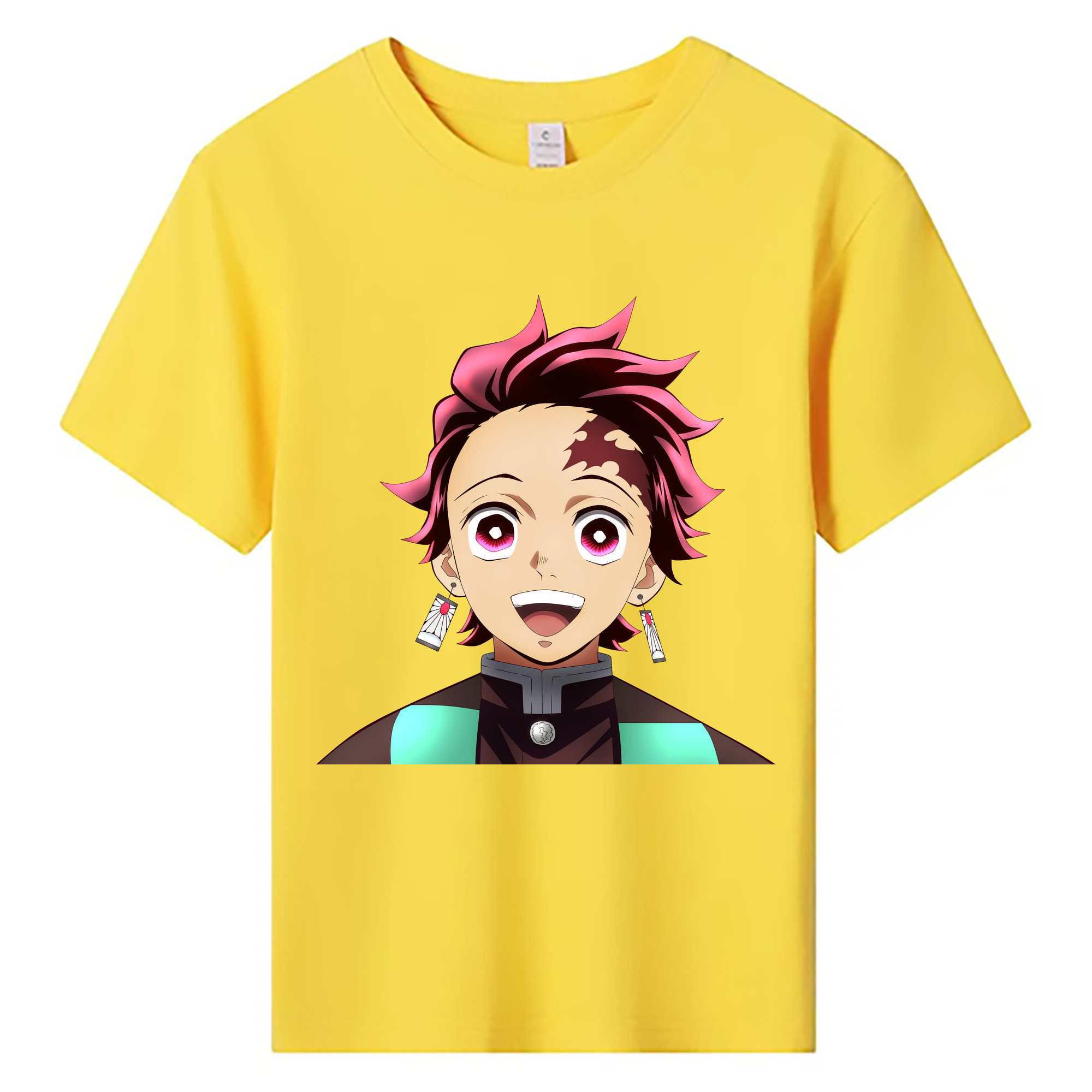 （画像用） 鬼滅の刃 竈門 炭治郎／かまど たんじろう Kamado Tanjirou 綿100％キッズTシャツ（フロントプリント）