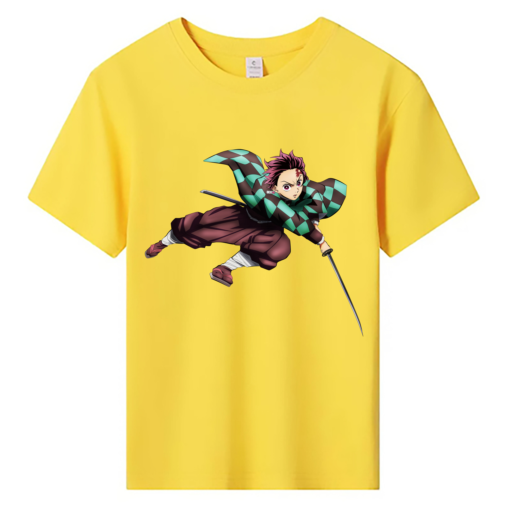 （画像用） 鬼滅の刃 竈門 炭治郎／かまど たんじろう Kamado Tanjirou 綿100％キッズTシャツ（フロントプリント）