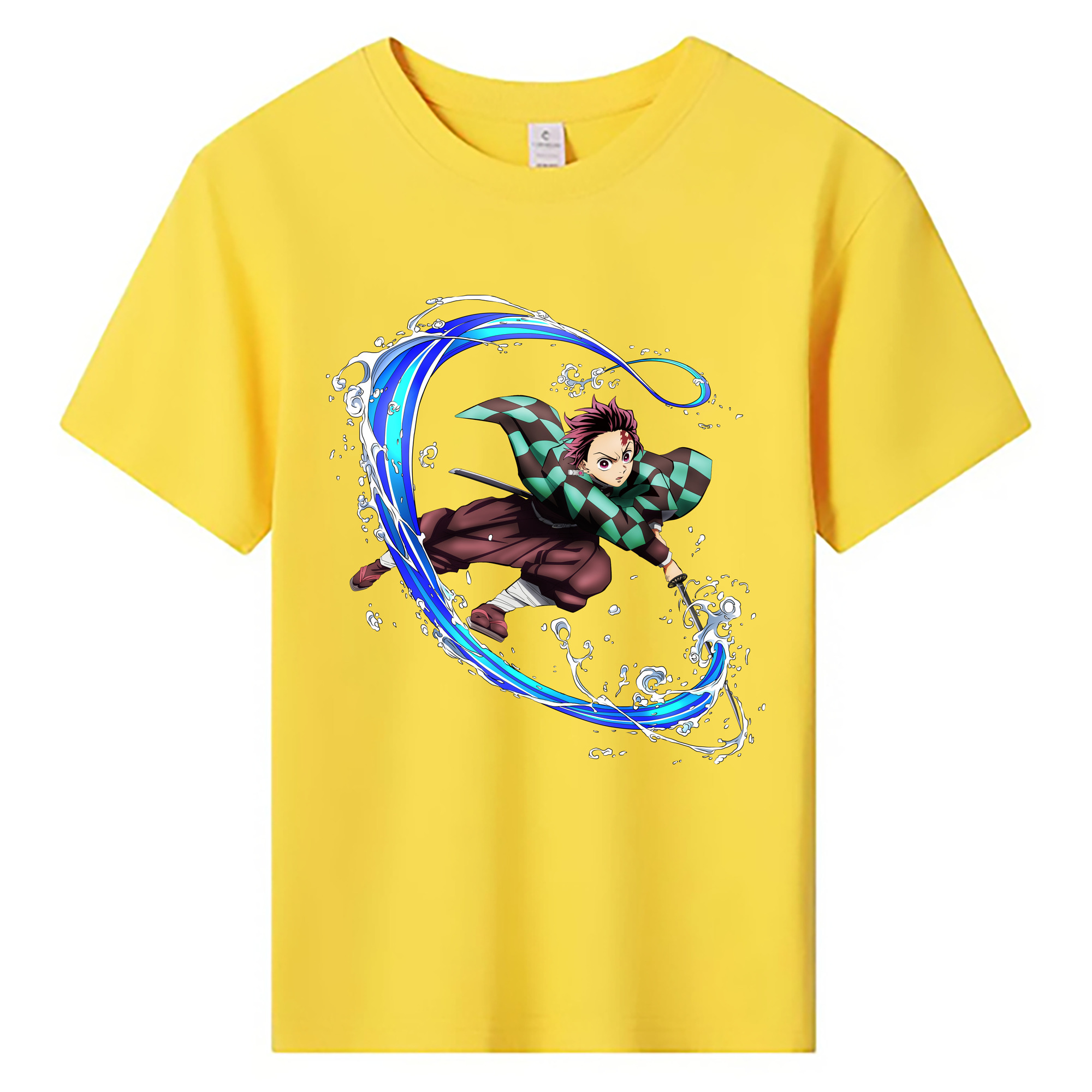 （画像用） 鬼滅の刃 竈門 炭治郎／かまど たんじろう Kamado Tanjirou 綿100％キッズTシャツ（フロントプリント）