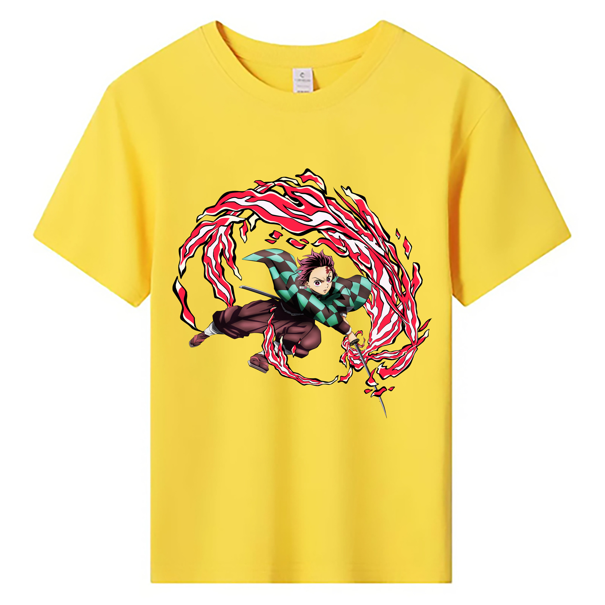 （画像用） 鬼滅の刃 竈門 炭治郎／かまど たんじろう Kamado Tanjirou 綿100％キッズTシャツ（フロントプリント）