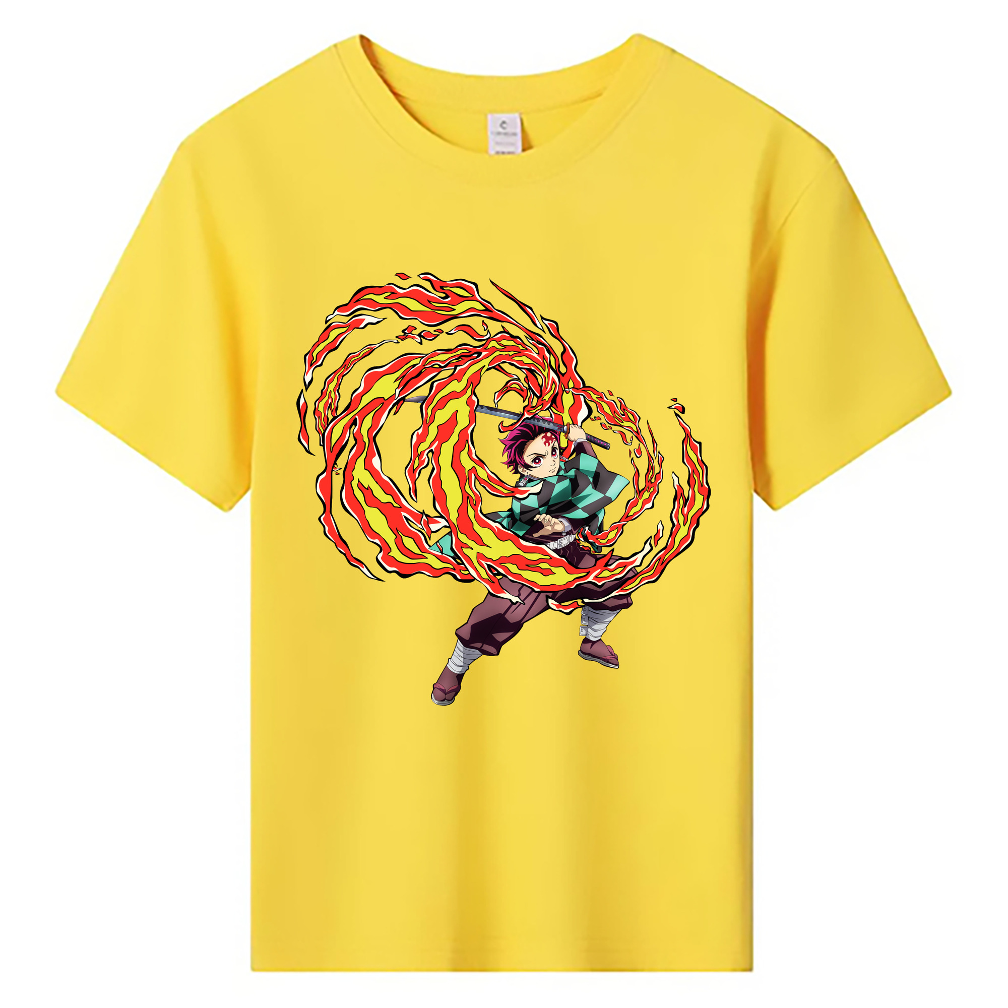 （画像用） 鬼滅の刃 竈門 炭治郎／かまど たんじろう Kamado Tanjirou 綿100％キッズTシャツ（フロントプリント）