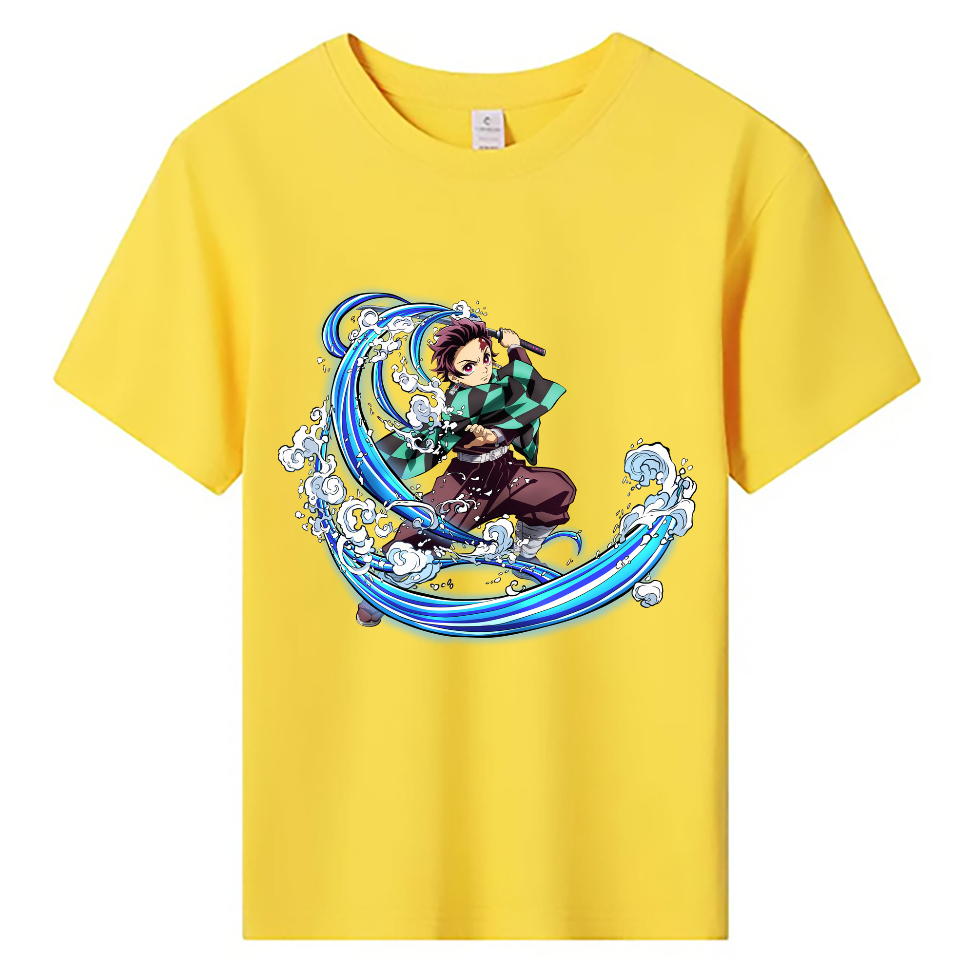 （画像用） 鬼滅の刃 竈門 炭治郎／かまど たんじろう Kamado Tanjirou 綿100％キッズTシャツ（フロントプリント）