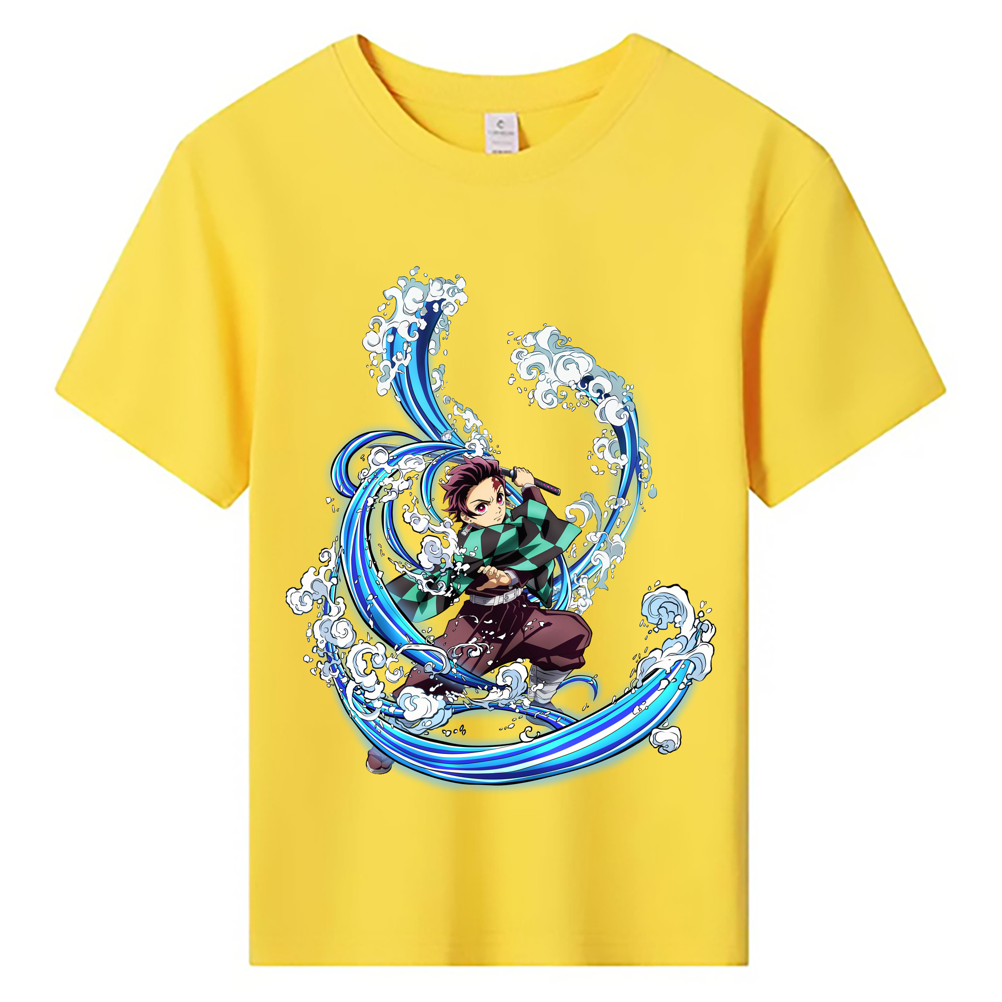 （画像用） 鬼滅の刃 竈門 炭治郎／かまど たんじろう Kamado Tanjirou 綿100％キッズTシャツ（フロントプリント）