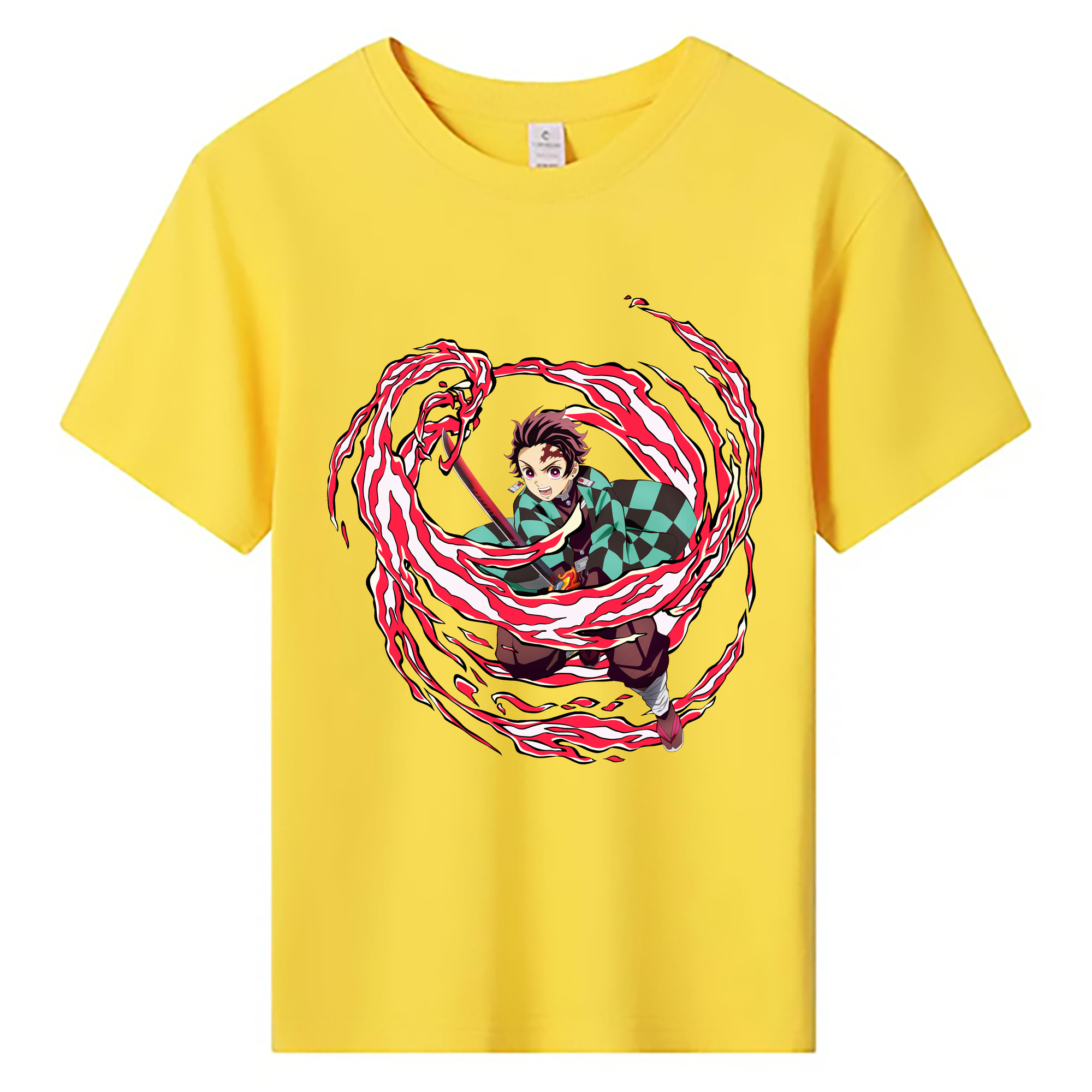 （画像用） 鬼滅の刃 竈門 炭治郎／かまど たんじろう Kamado Tanjirou 綿100％キッズTシャツ（フロントプリント）