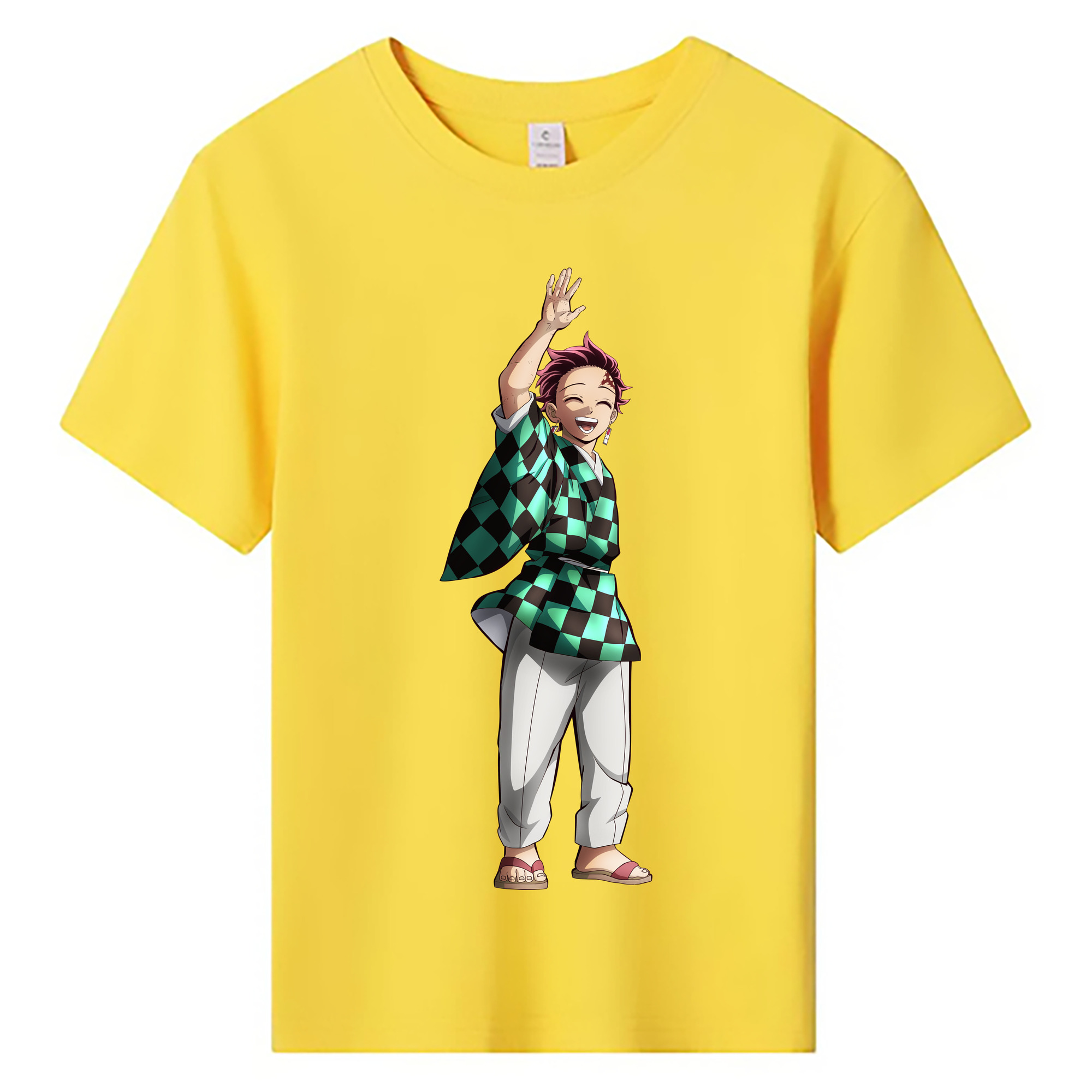 （画像用） 鬼滅の刃 竈門 炭治郎／かまど たんじろう Kamado Tanjirou 綿100％キッズTシャツ（フロントプリント）