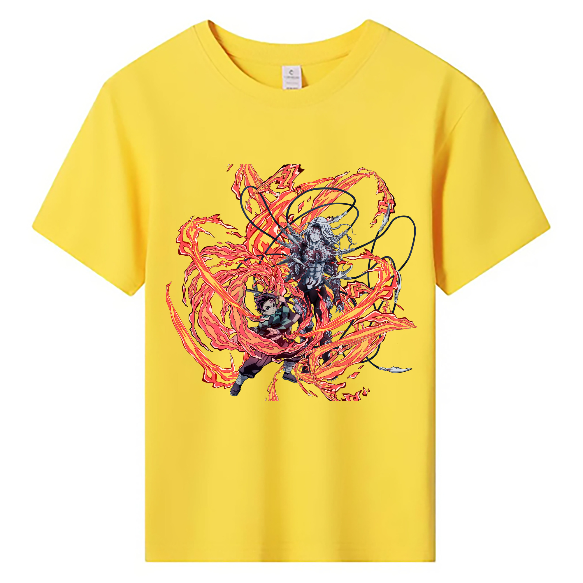 （画像用） 鬼滅の刃 竈門 炭治郎／かまど たんじろう Kamado Tanjirou 綿100％キッズTシャツ（フロントプリント）