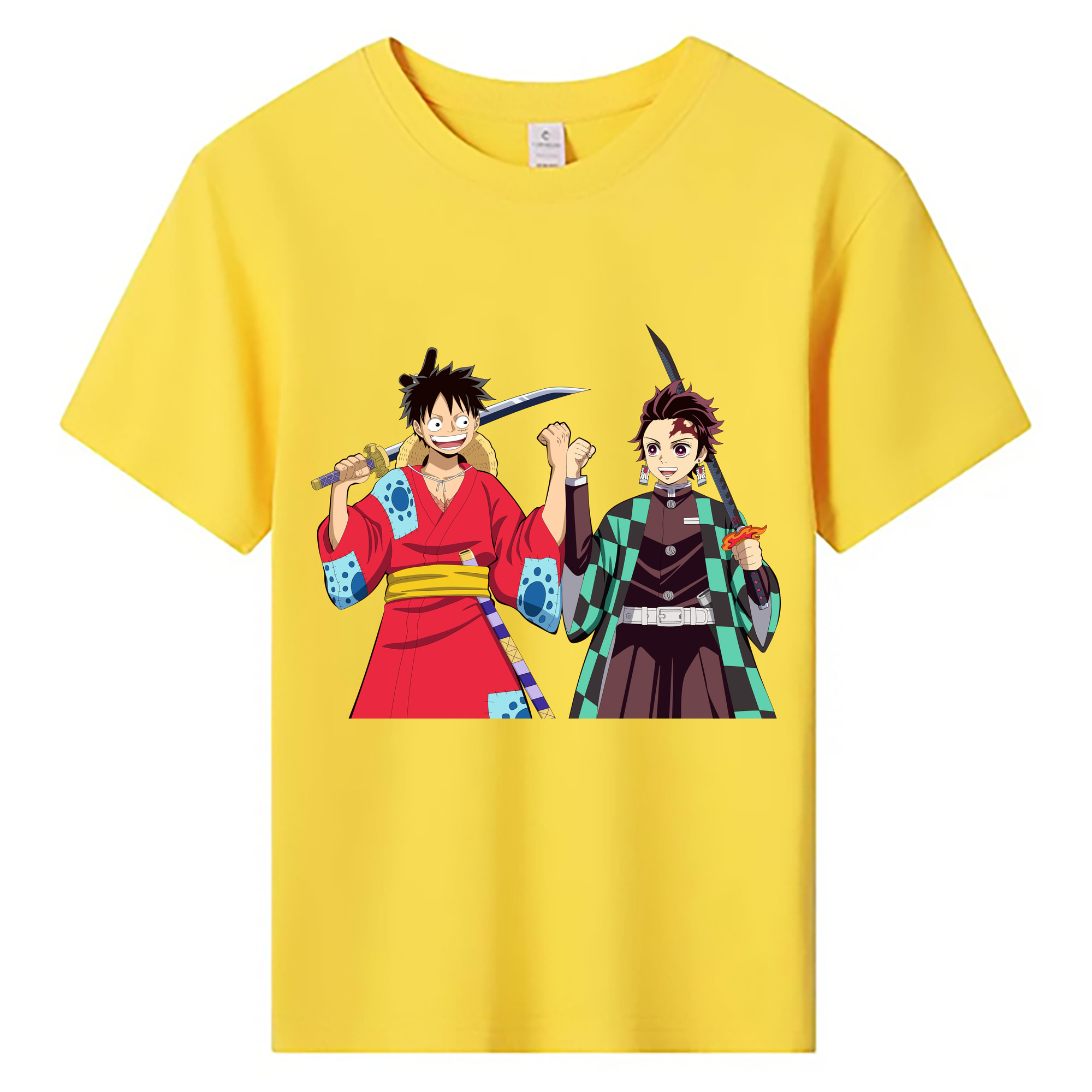 （画像用） 鬼滅の刃 竈門 炭治郎／かまど たんじろう Kamado Tanjirou 綿100％キッズTシャツ（フロントプリント）