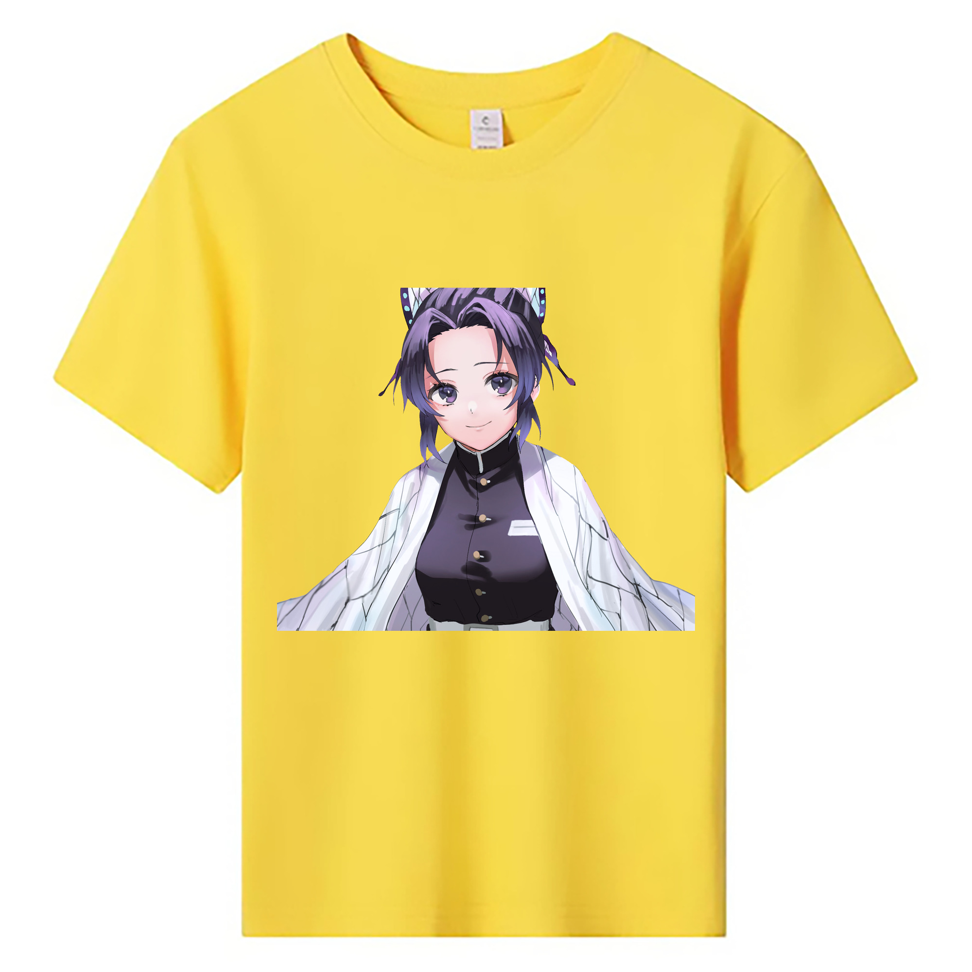（画像用） 鬼滅の刃（きめつのやいば）蟲柱-胡蝶 しのぶ／こちょう しのぶ Kochou Shinobu 綿100％キッズTシャツ（フロントプリント）