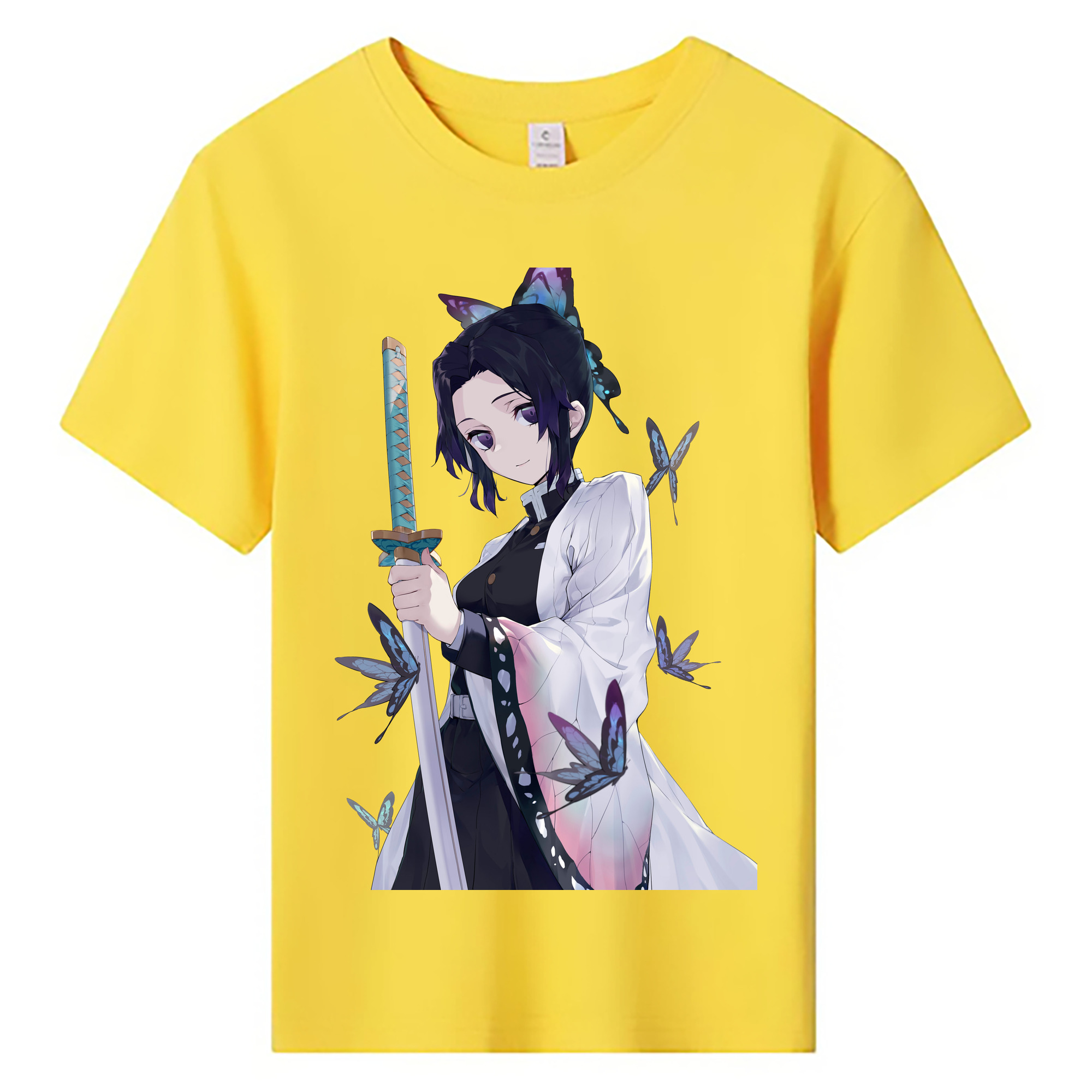 （画像用） 鬼滅の刃（きめつのやいば）蟲柱-胡蝶 しのぶ／こちょう しのぶ Kochou Shinobu 綿100％キッズTシャツ（フロントプリント）