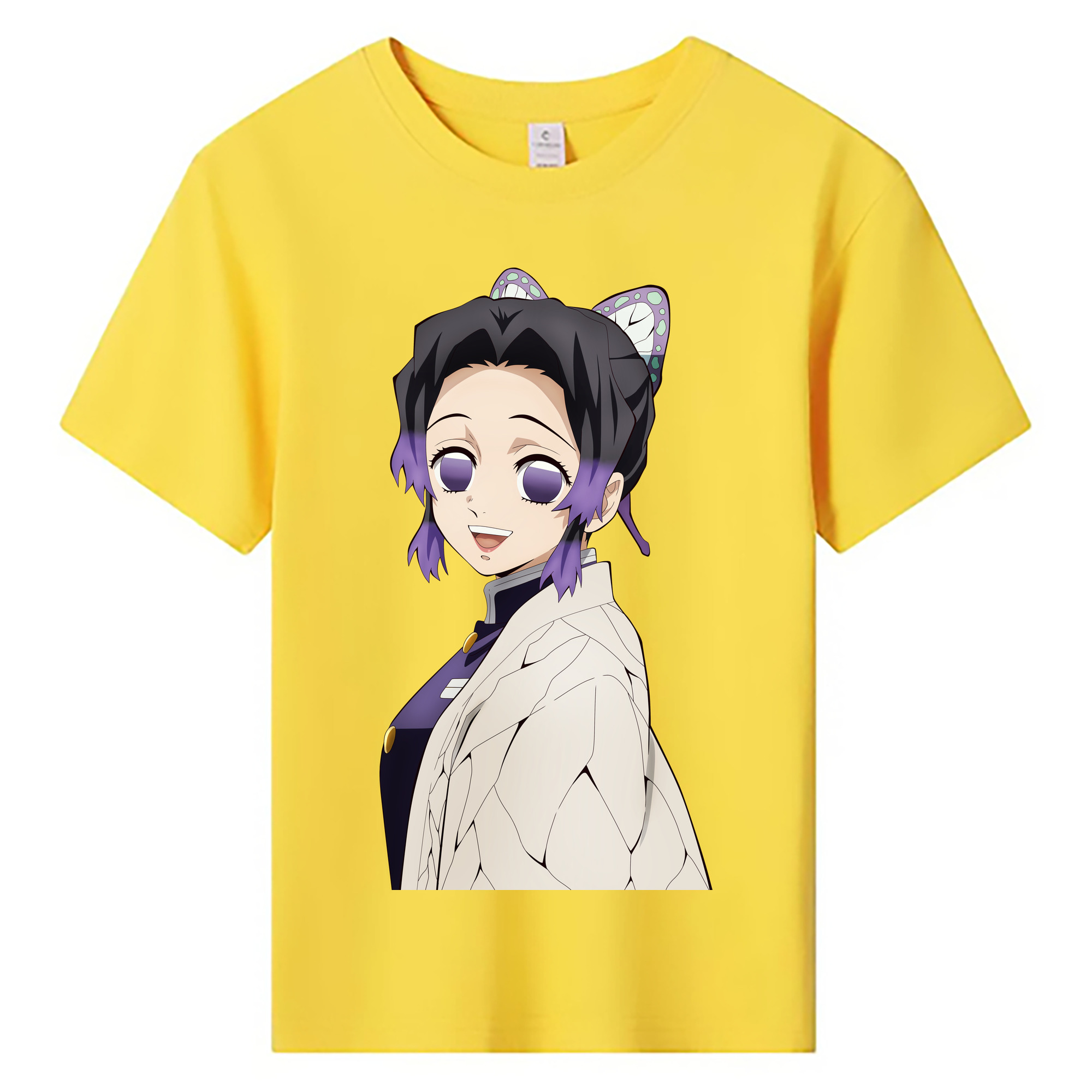 （画像用） 鬼滅の刃（きめつのやいば）蟲柱-胡蝶 しのぶ／こちょう しのぶ Kochou Shinobu 綿100％キッズTシャツ（フロントプリント）