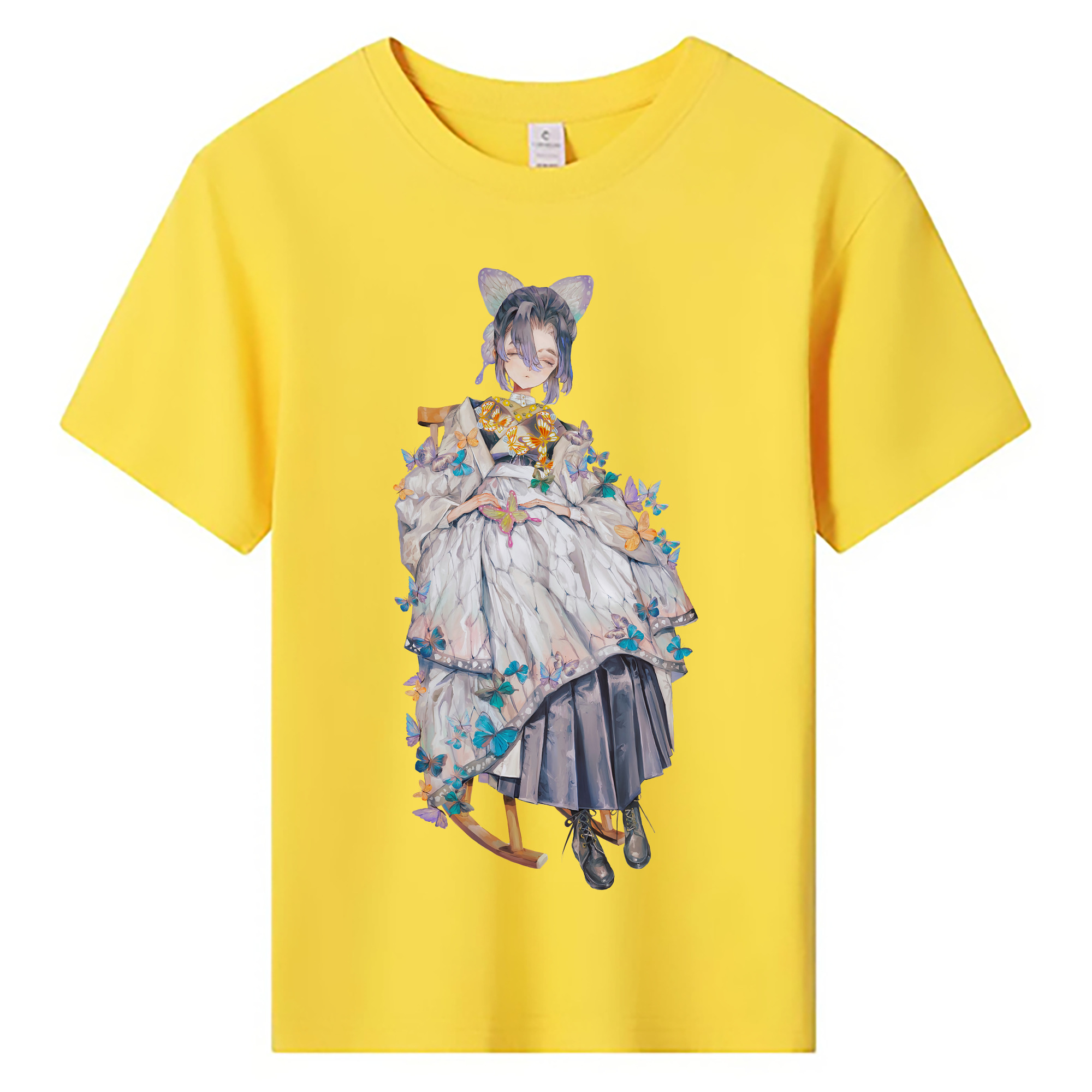 （画像用） 鬼滅の刃（きめつのやいば）蟲柱-胡蝶 しのぶ／こちょう しのぶ Kochou Shinobu 綿100％キッズTシャツ（フロントプリント）