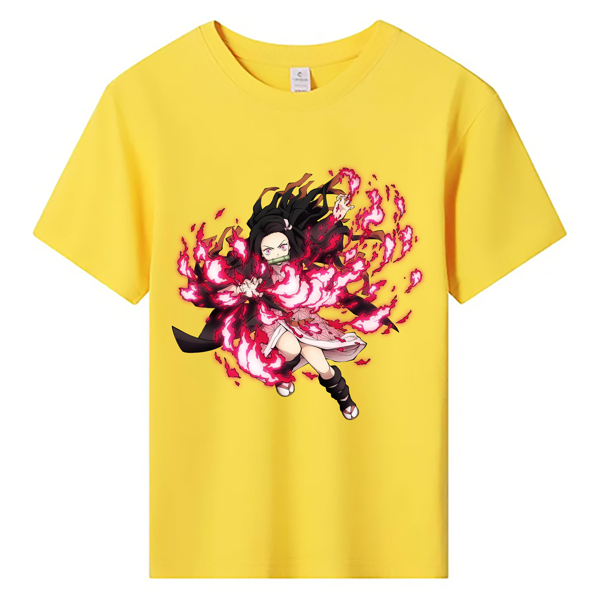 （画像用） 鬼滅の刃（きめつのやいば）竈門 禰󠄀豆子／かまど ねずこ Kamado Nezuko 綿100％キッズTシャツ（フロントプリント）