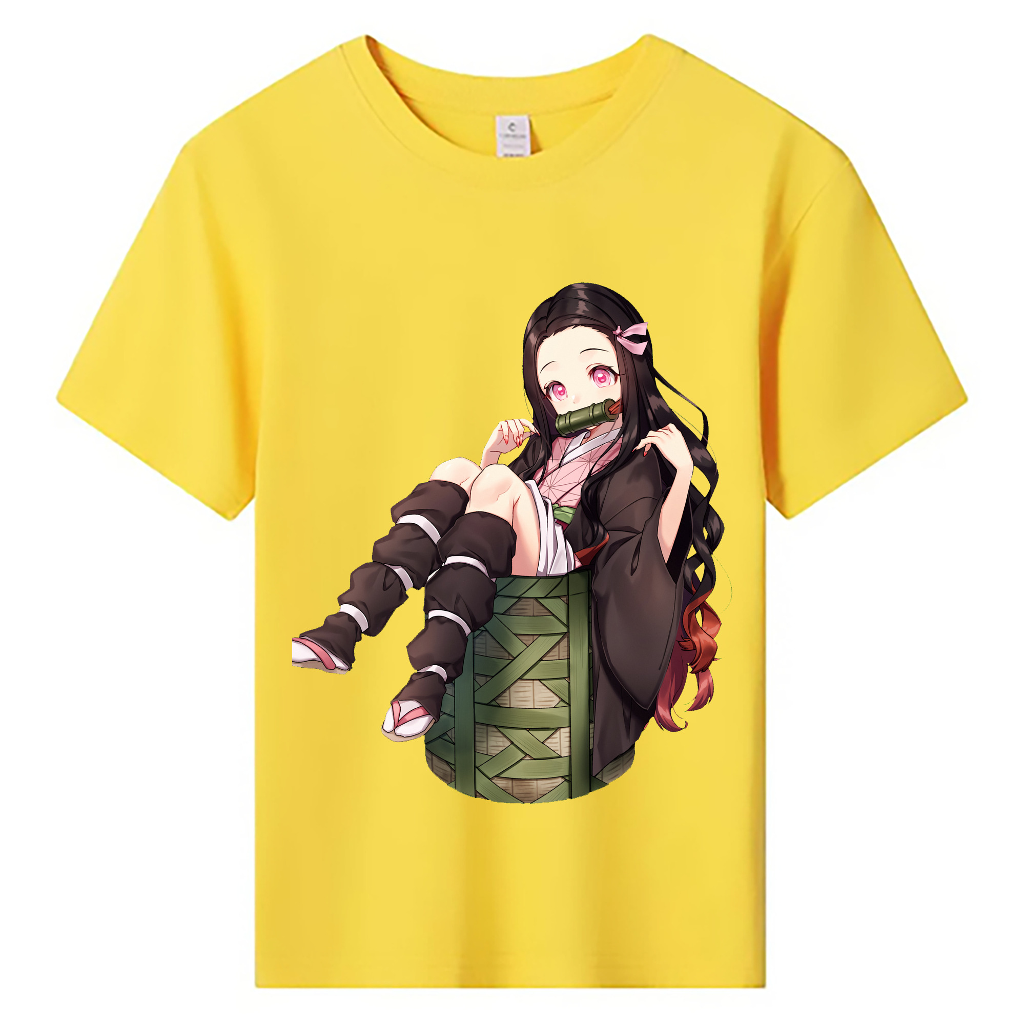 （画像用） 鬼滅の刃（きめつのやいば）竈門 禰󠄀豆子／かまど ねずこ Kamado Nezuko 綿100％キッズTシャツ（フロントプリント）