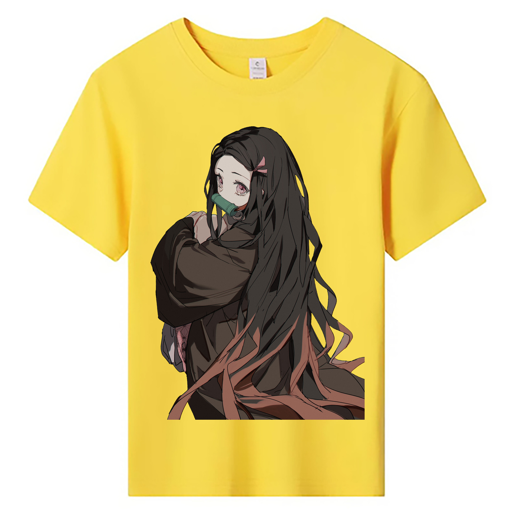 （画像用） 鬼滅の刃（きめつのやいば）竈門 禰󠄀豆子／かまど ねずこ Kamado Nezuko 綿100％キッズTシャツ（フロントプリント）
