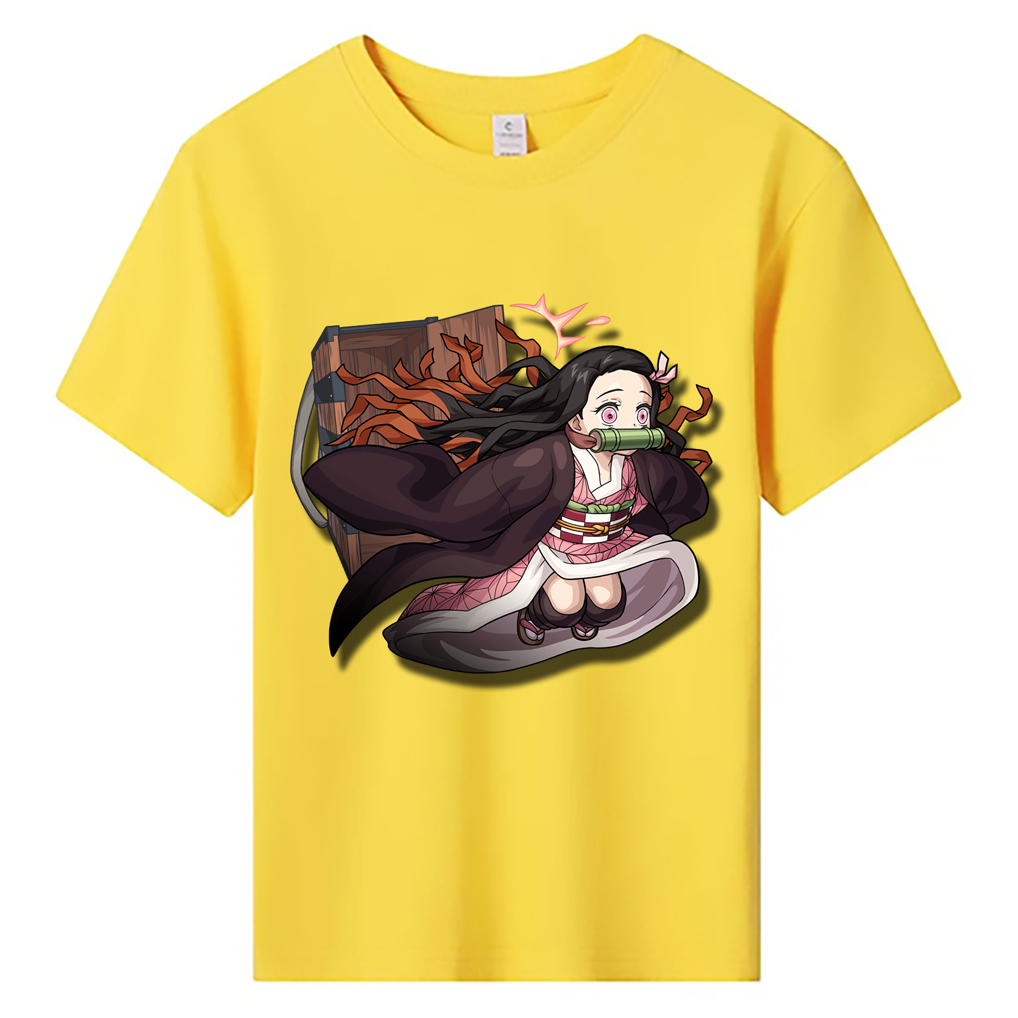 （画像用） 鬼滅の刃（きめつのやいば）竈門 禰󠄀豆子／かまど ねずこ Kamado Nezuko 綿100％キッズTシャツ（フロントプリント）
