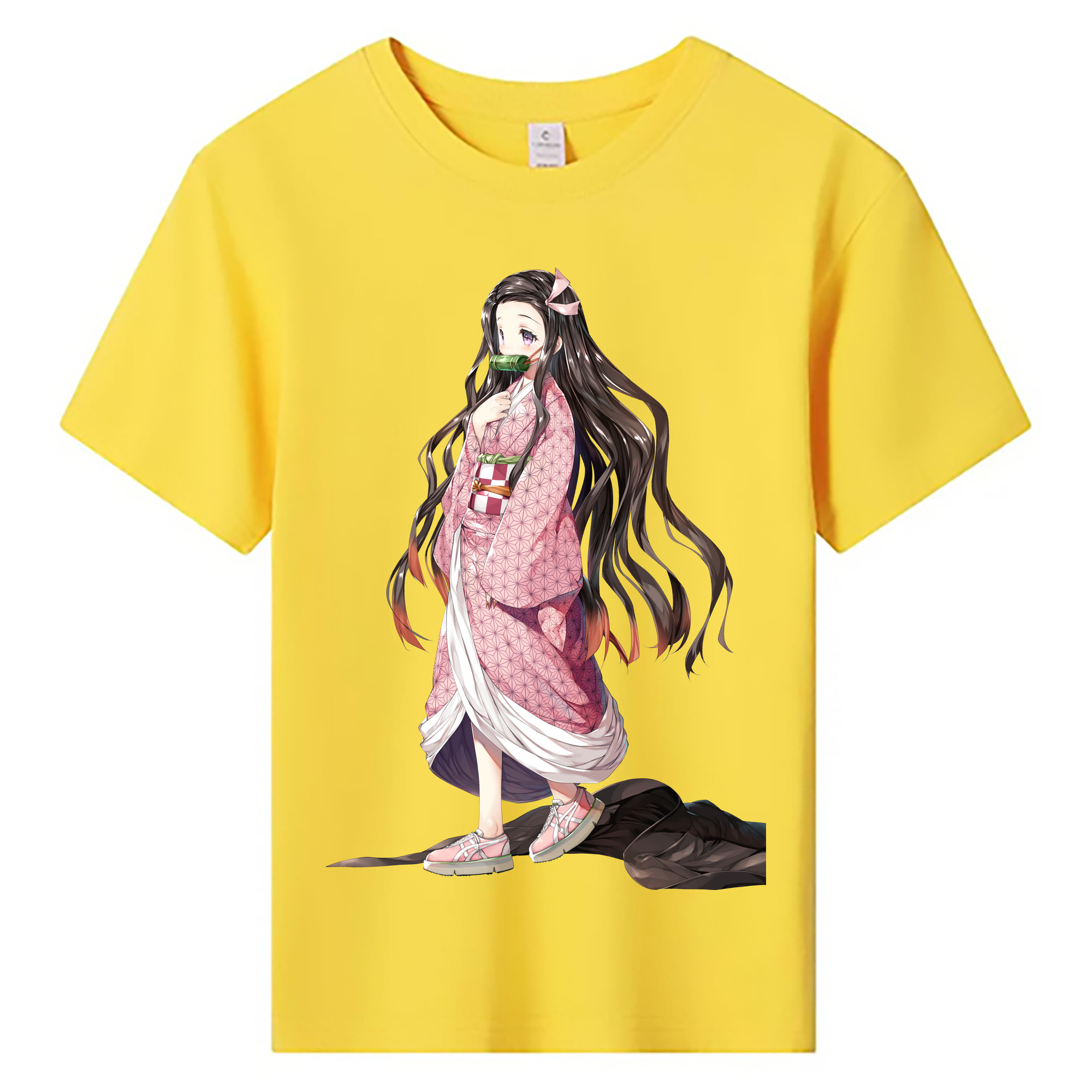 （画像用） 鬼滅の刃（きめつのやいば）竈門 禰󠄀豆子／かまど ねずこ Kamado Nezuko 綿100％キッズTシャツ（フロントプリント）