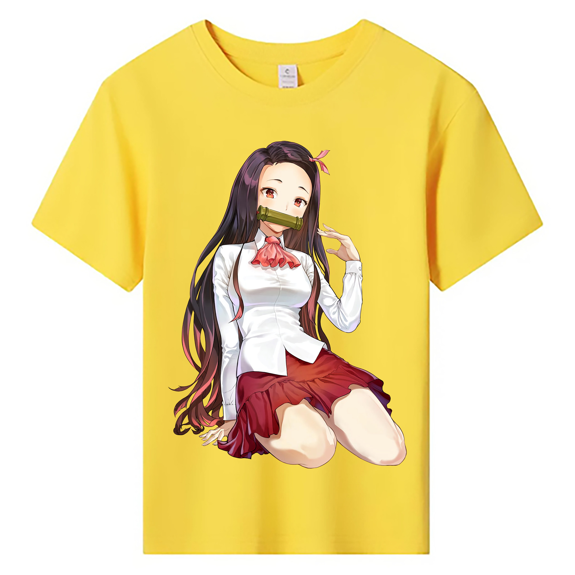 （画像用） 鬼滅の刃（きめつのやいば）竈門 禰󠄀豆子／かまど ねずこ Kamado Nezuko 綿100％キッズTシャツ（フロントプリント）