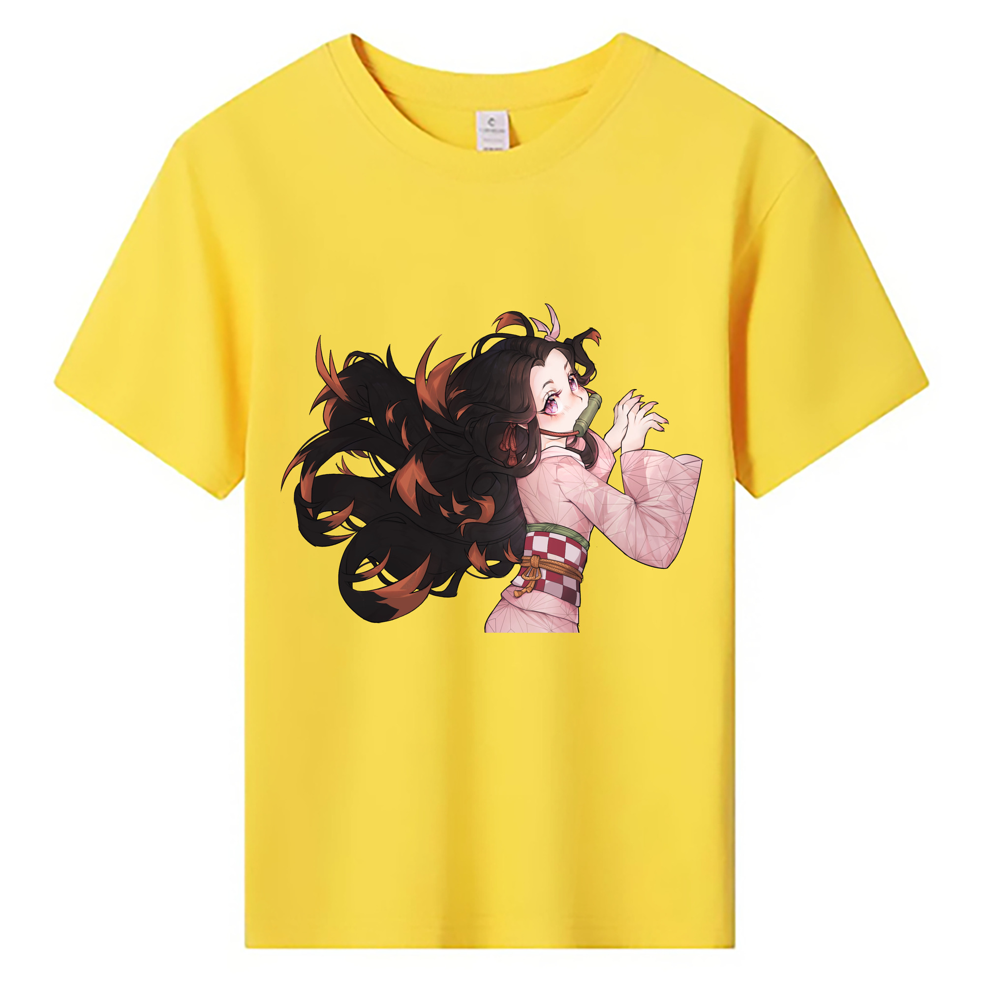 （画像用） 鬼滅の刃（きめつのやいば）竈門 禰󠄀豆子／かまど ねずこ Kamado Nezuko 綿100％キッズTシャツ（フロントプリント）