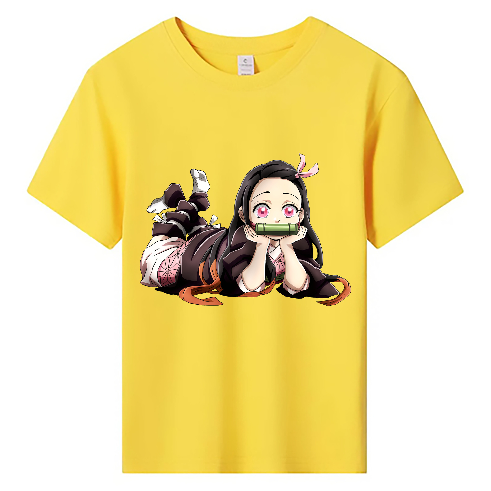 （画像用） 鬼滅の刃（きめつのやいば）竈門 禰󠄀豆子／かまど ねずこ Kamado Nezuko 綿100％キッズTシャツ（フロントプリント）