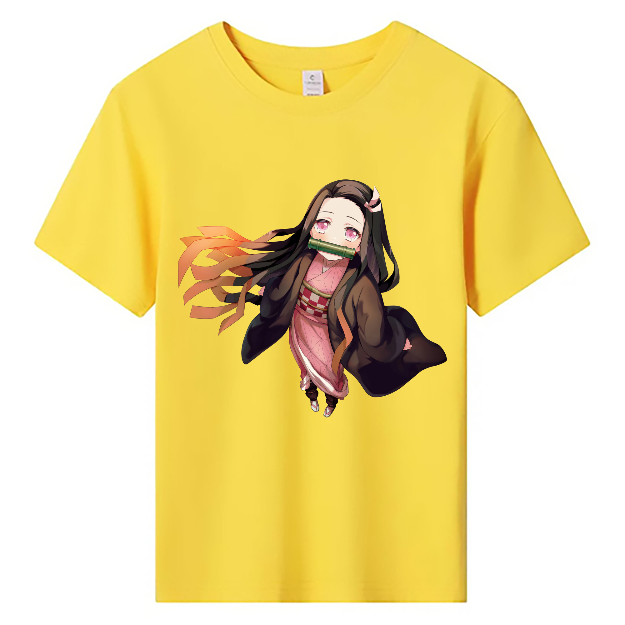 （画像用） 鬼滅の刃（きめつのやいば）竈門 禰󠄀豆子／かまど ねずこ Kamado Nezuko 綿100％キッズTシャツ（フロントプリント）