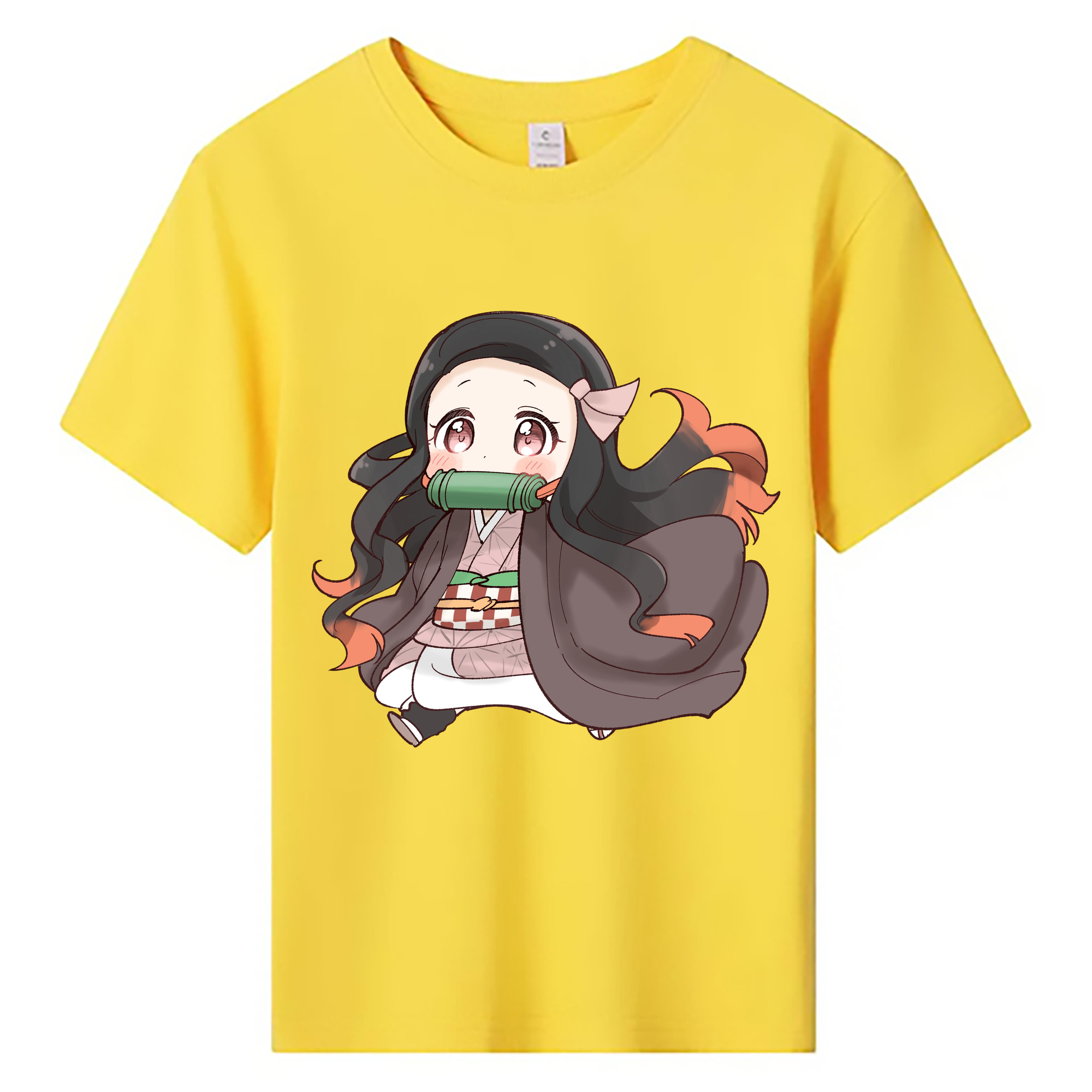 （画像用） 鬼滅の刃（きめつのやいば）竈門 禰󠄀豆子／かまど ねずこ Kamado Nezuko 綿100％キッズTシャツ（フロントプリント）