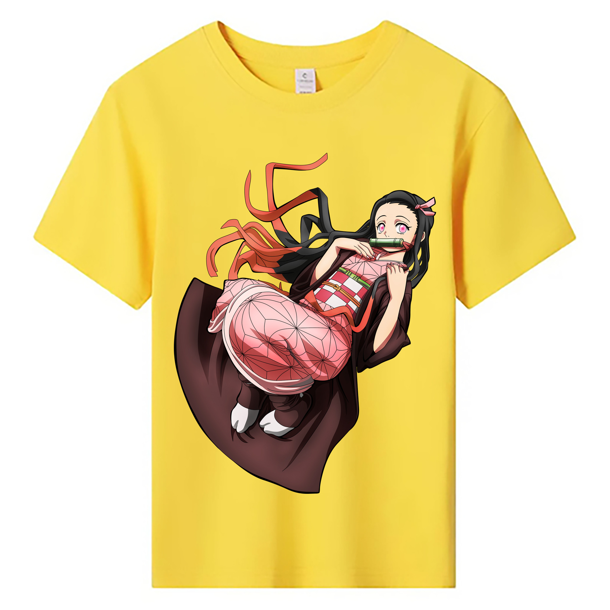 （画像用） 鬼滅の刃（きめつのやいば）竈門 禰󠄀豆子／かまど ねずこ Kamado Nezuko 綿100％キッズTシャツ（フロントプリント）