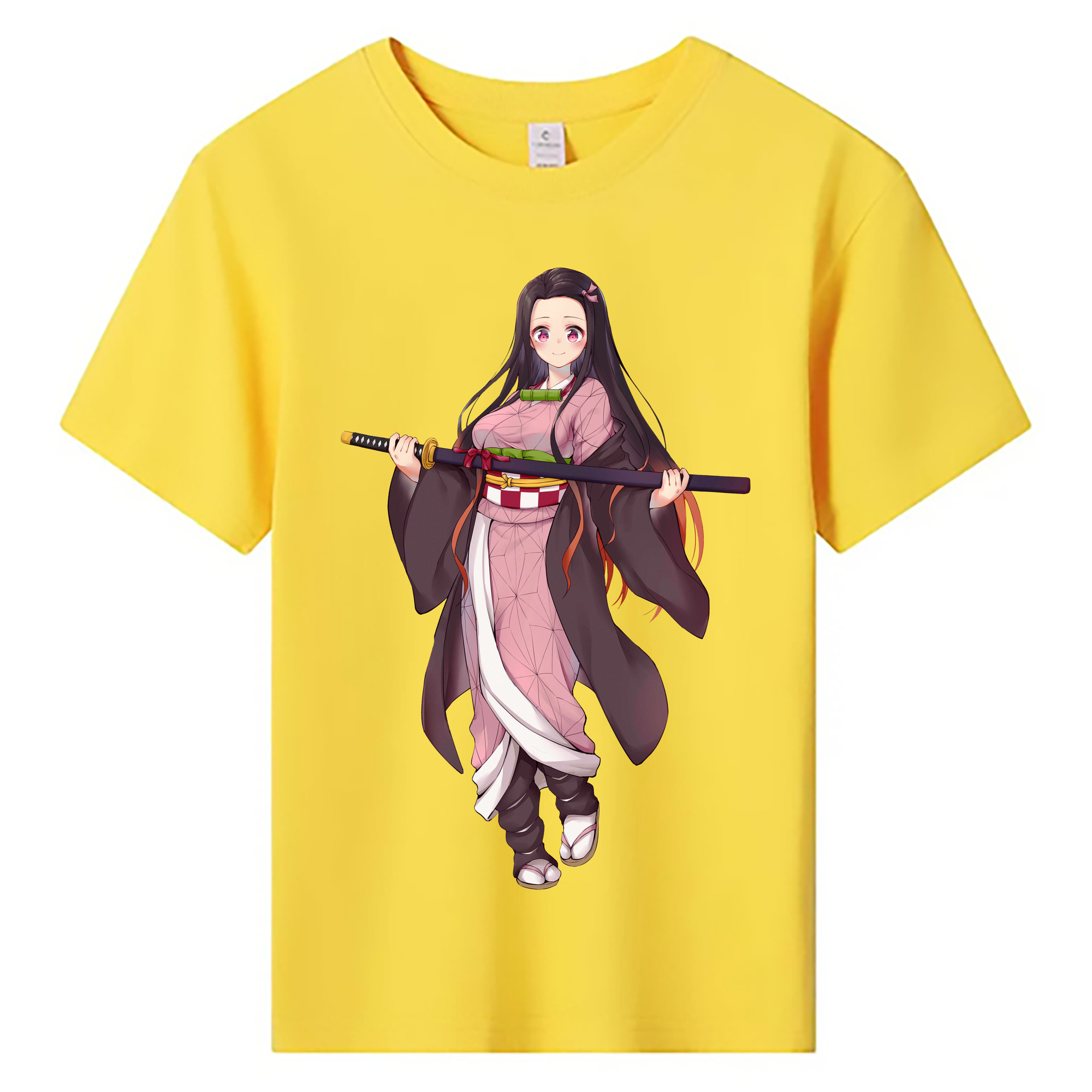 （画像用） 鬼滅の刃（きめつのやいば）竈門 禰󠄀豆子／かまど ねずこ Kamado Nezuko 綿100％キッズTシャツ（フロントプリント）