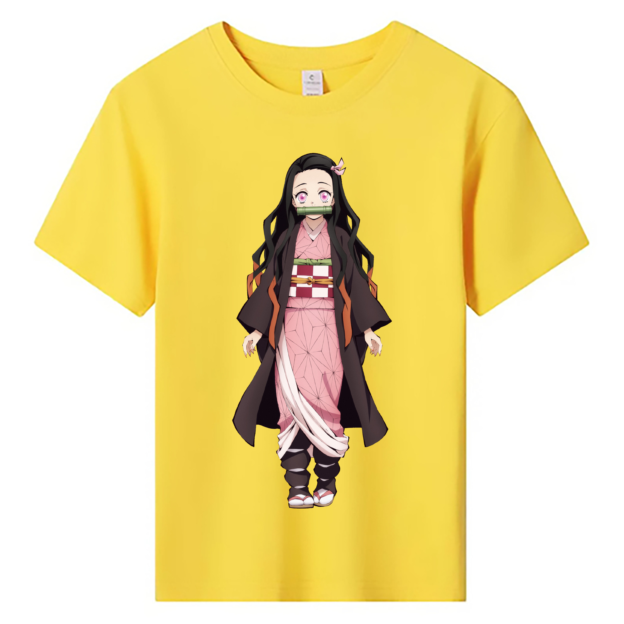 （画像用） 鬼滅の刃（きめつのやいば）竈門 禰󠄀豆子／かまど ねずこ Kamado Nezuko 綿100％キッズTシャツ（フロントプリント）