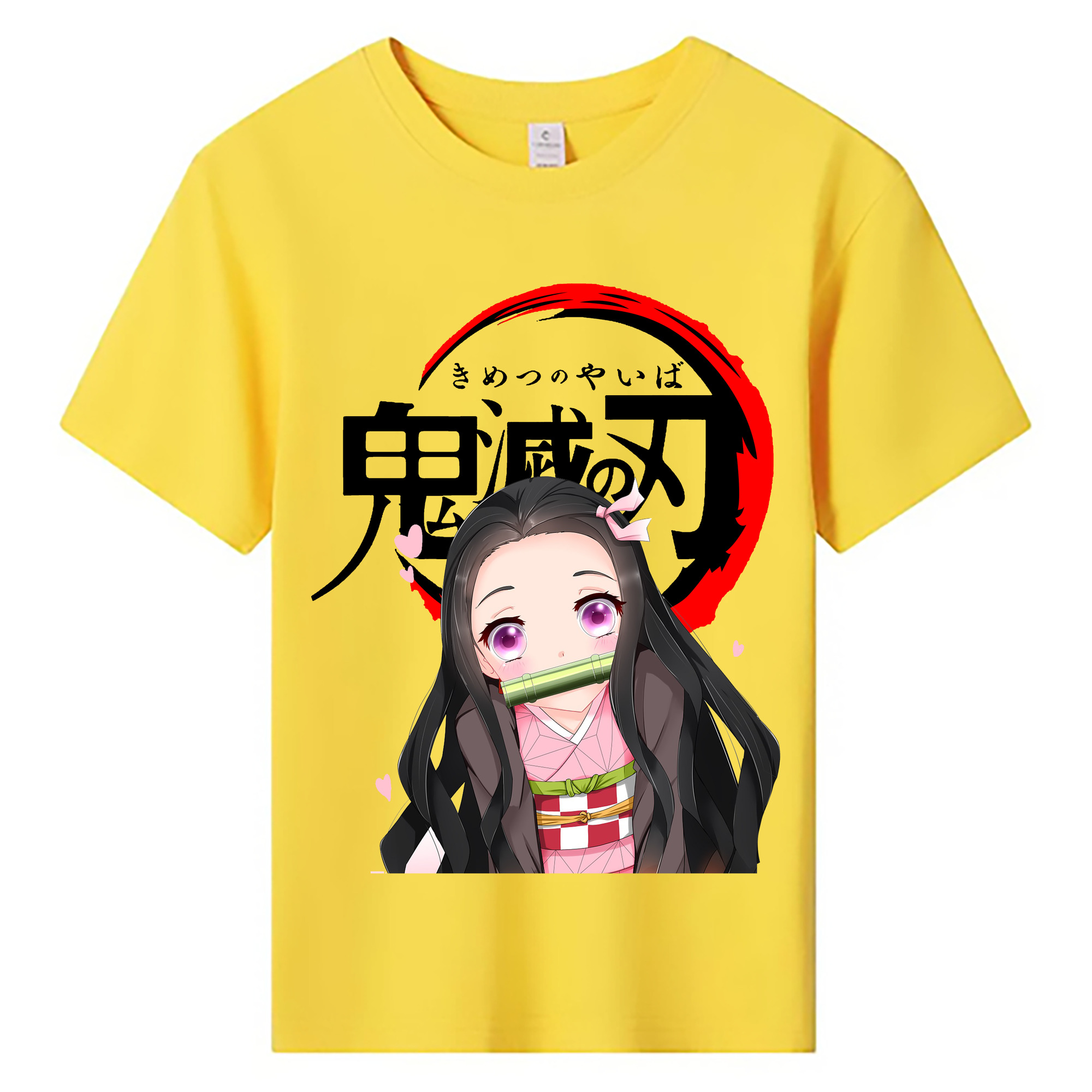 （画像用） 鬼滅の刃（きめつのやいば）竈門 禰󠄀豆子／かまど ねずこ Kamado Nezuko 綿100％キッズTシャツ（フロントプリント）