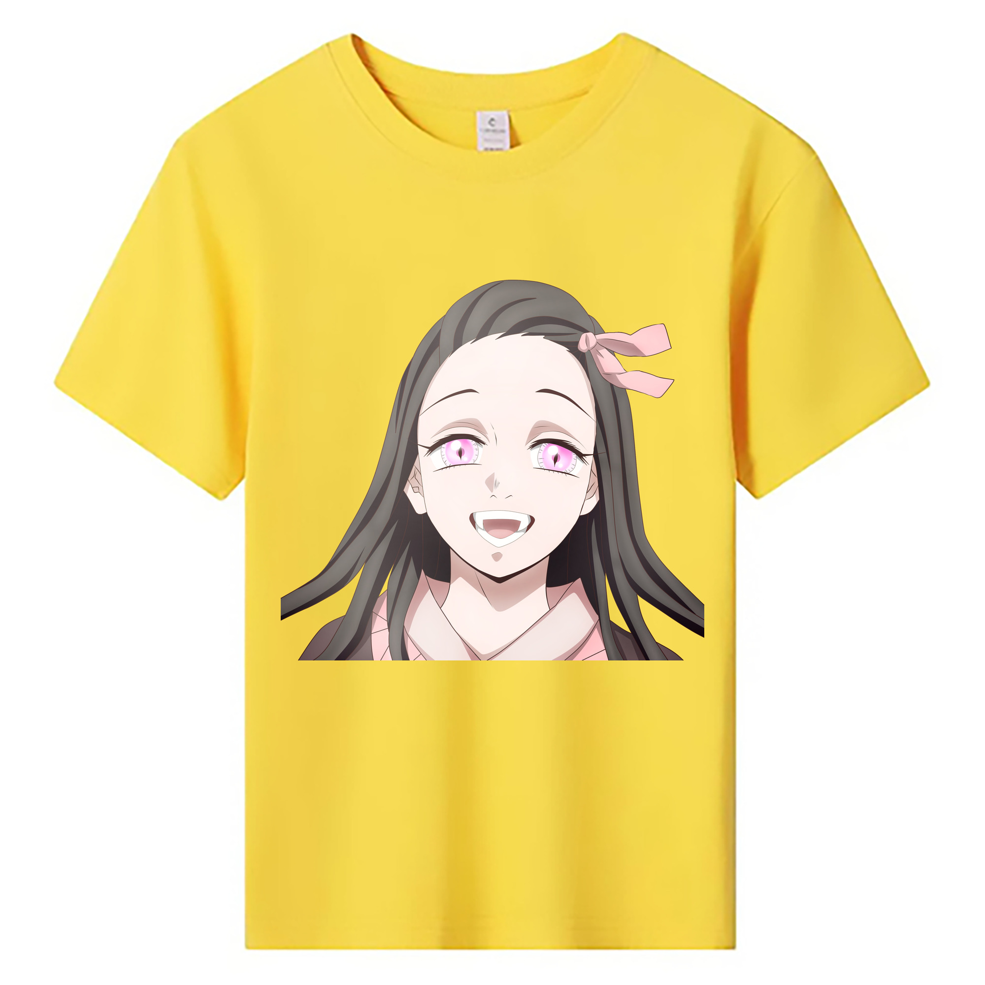 （画像用） 鬼滅の刃（きめつのやいば）竈門 禰󠄀豆子／かまど ねずこ Kamado Nezuko 綿100％キッズTシャツ（フロントプリント）