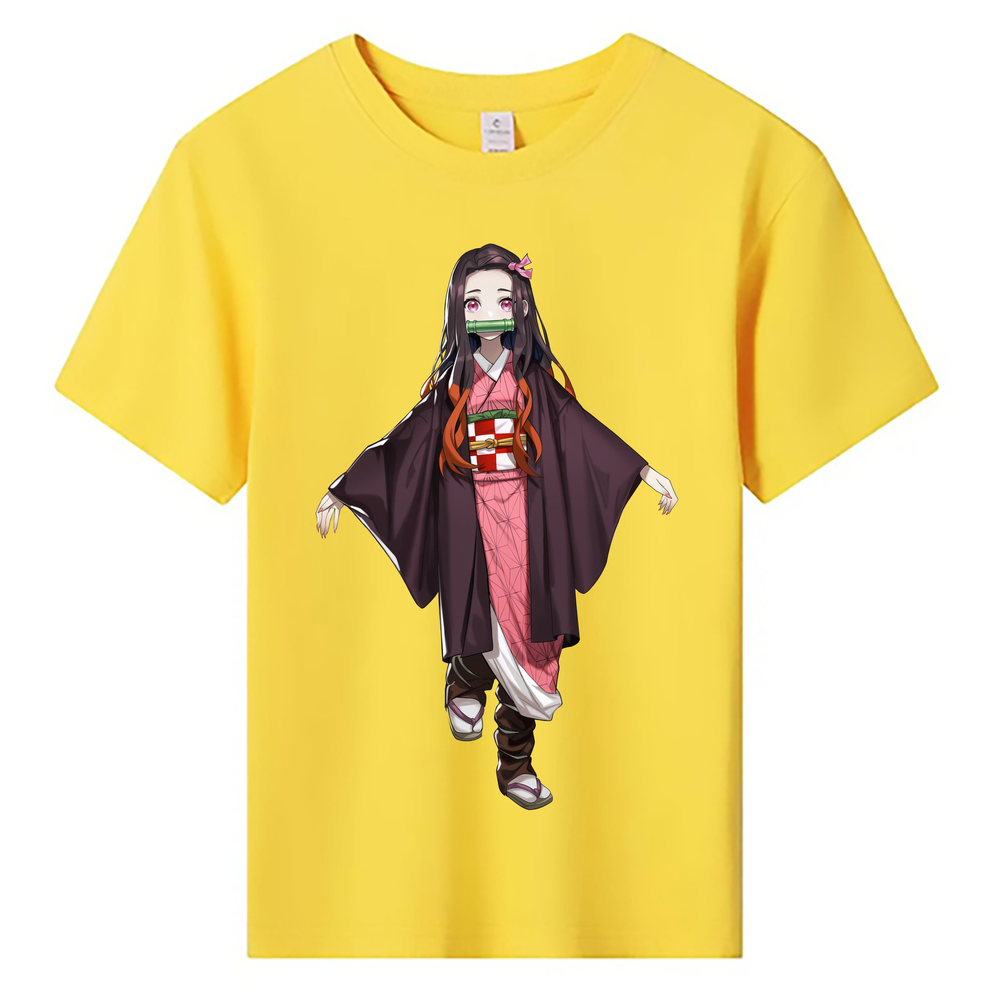 （画像用） 鬼滅の刃（きめつのやいば）竈門 禰󠄀豆子／かまど ねずこ Kamado Nezuko 綿100％キッズTシャツ（フロントプリント）