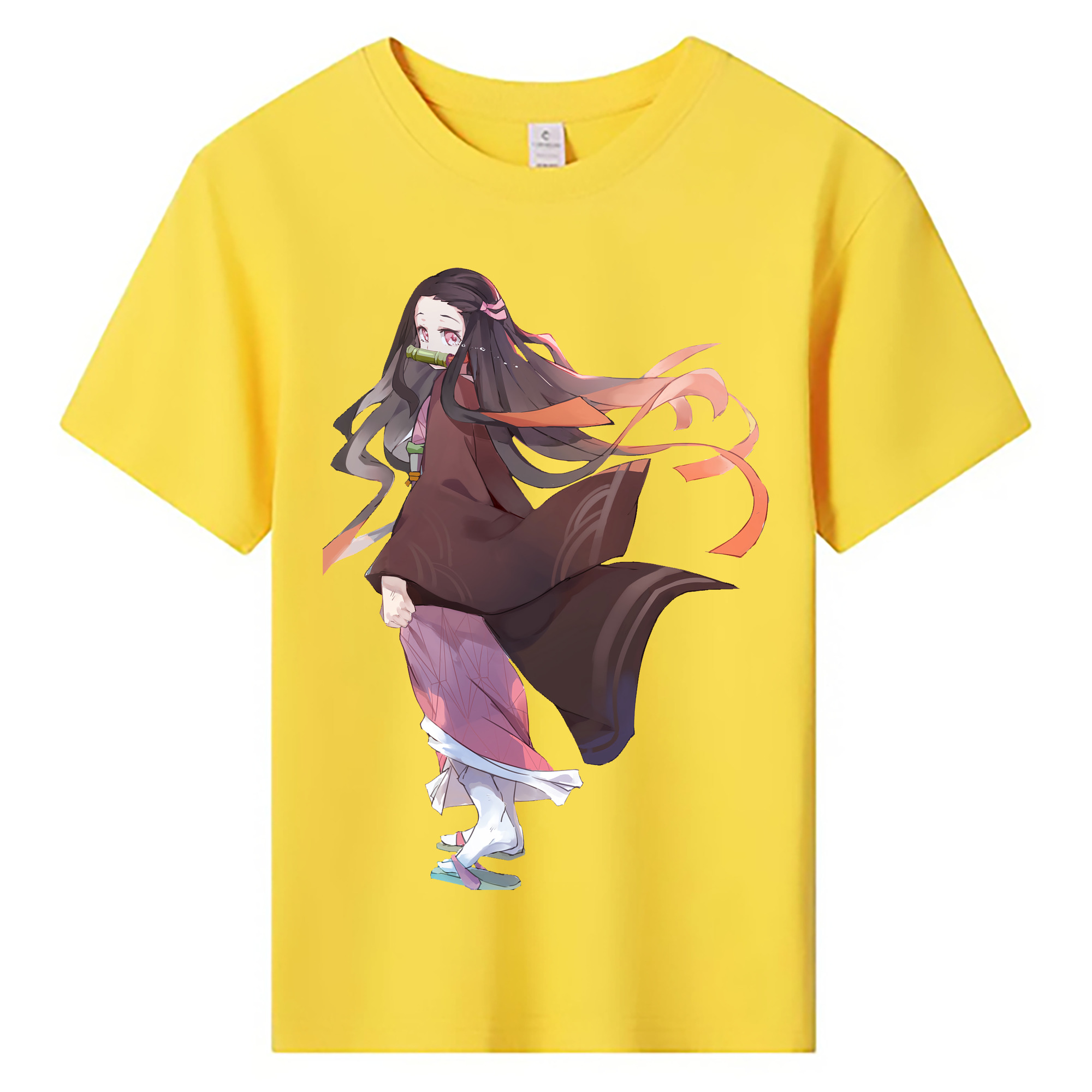 （画像用） 鬼滅の刃（きめつのやいば）竈門 禰󠄀豆子／かまど ねずこ Kamado Nezuko 綿100％キッズTシャツ（フロントプリント）