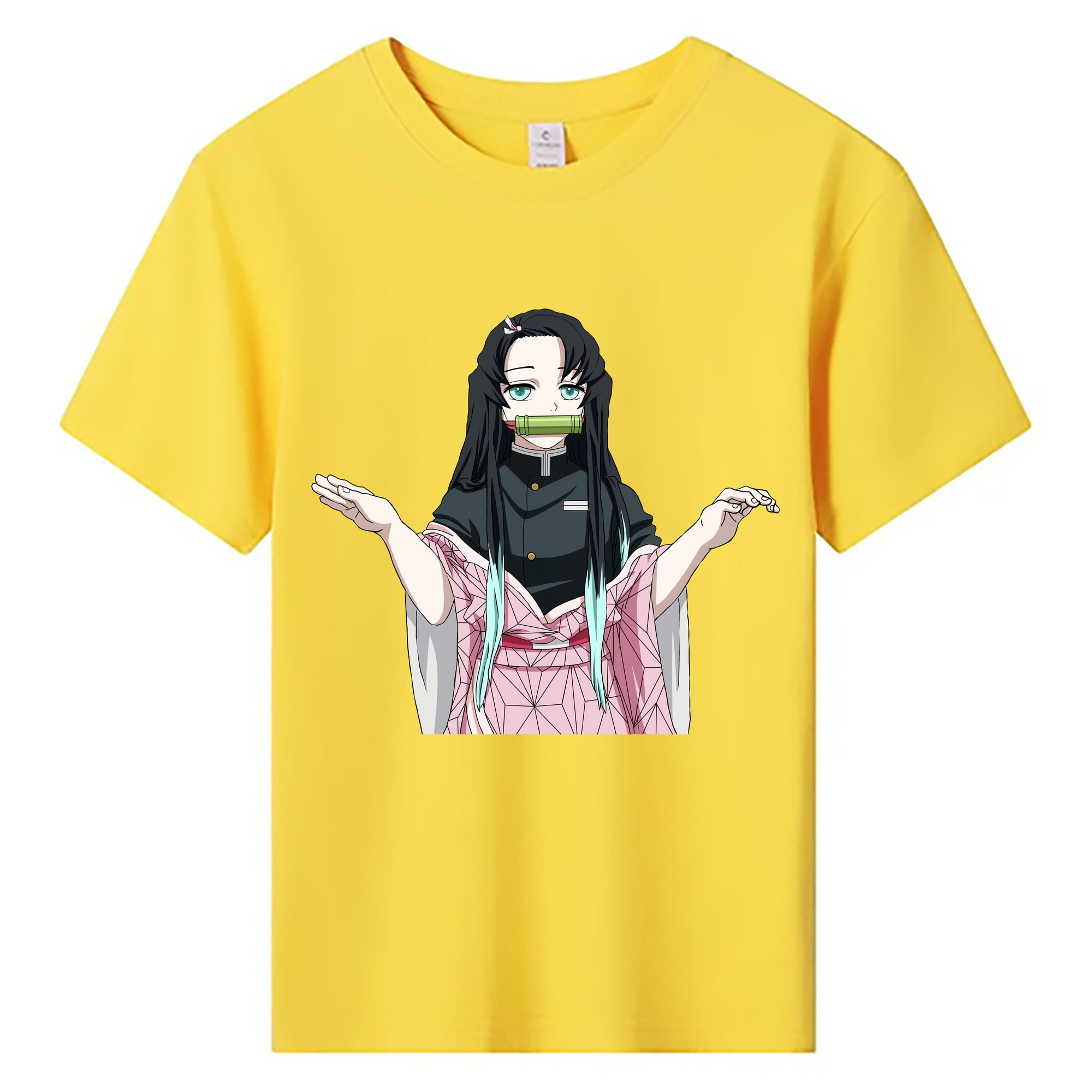 （画像用） 鬼滅の刃（きめつのやいば）竈門 禰󠄀豆子／かまど ねずこ Kamado Nezuko 綿100％キッズTシャツ（フロントプリント）