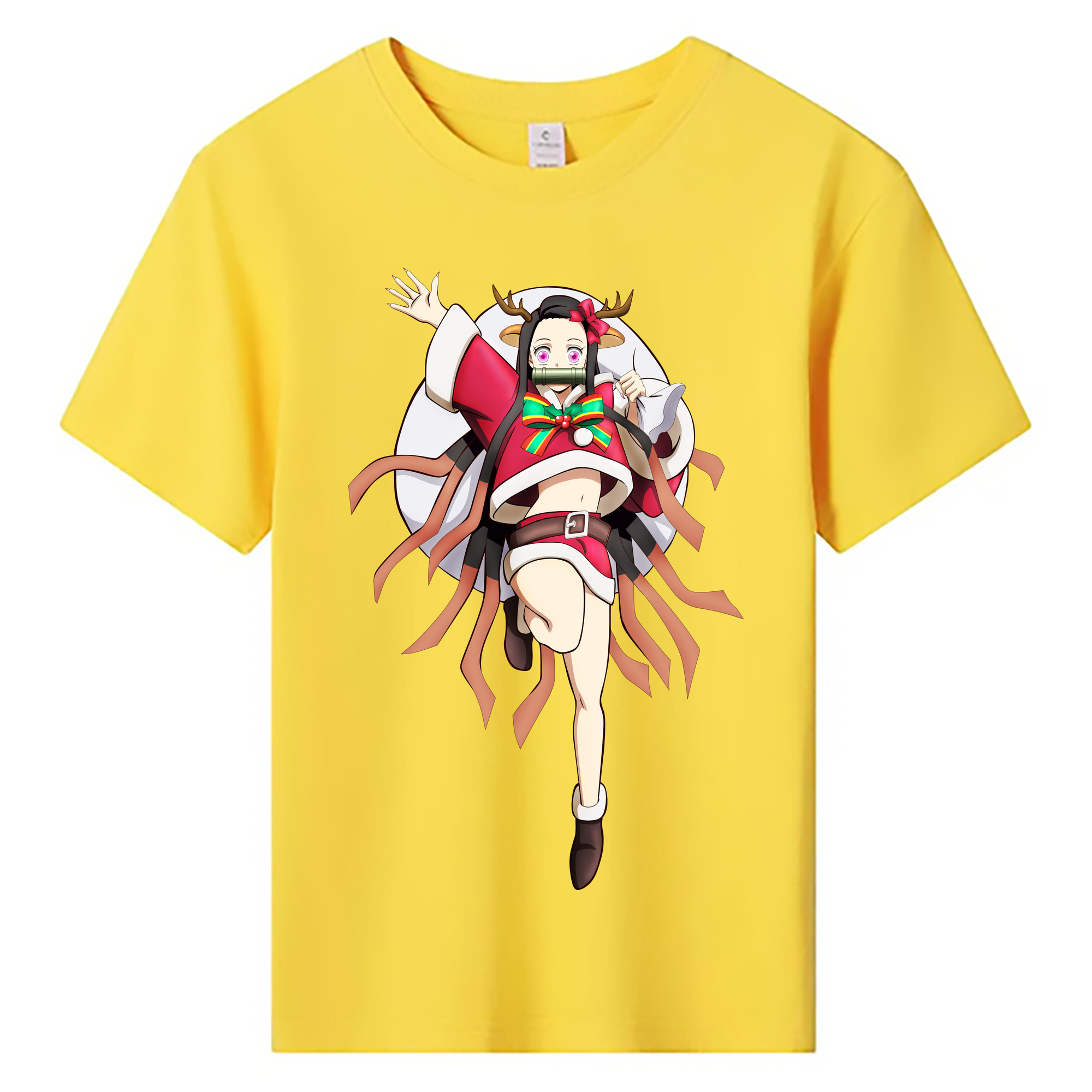 （画像用） 鬼滅の刃（きめつのやいば）竈門 禰󠄀豆子／かまど ねずこ Kamado Nezuko 綿100％キッズTシャツ（フロントプリント）