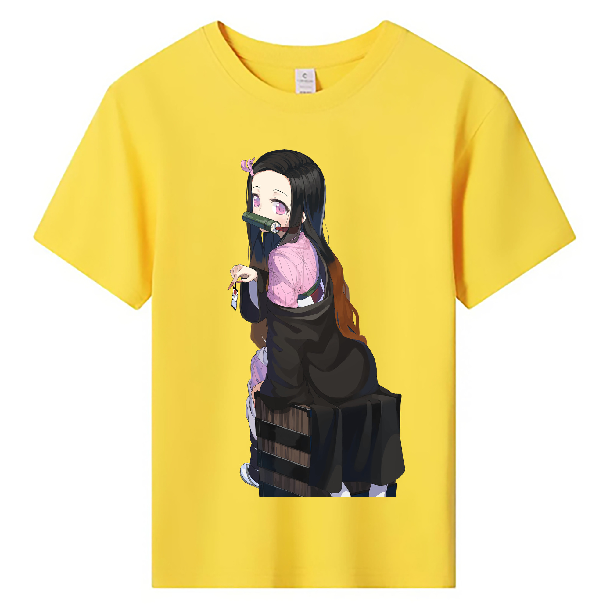 （画像用） 鬼滅の刃（きめつのやいば）竈門 禰󠄀豆子／かまど ねずこ Kamado Nezuko 綿100％キッズTシャツ（フロントプリント）