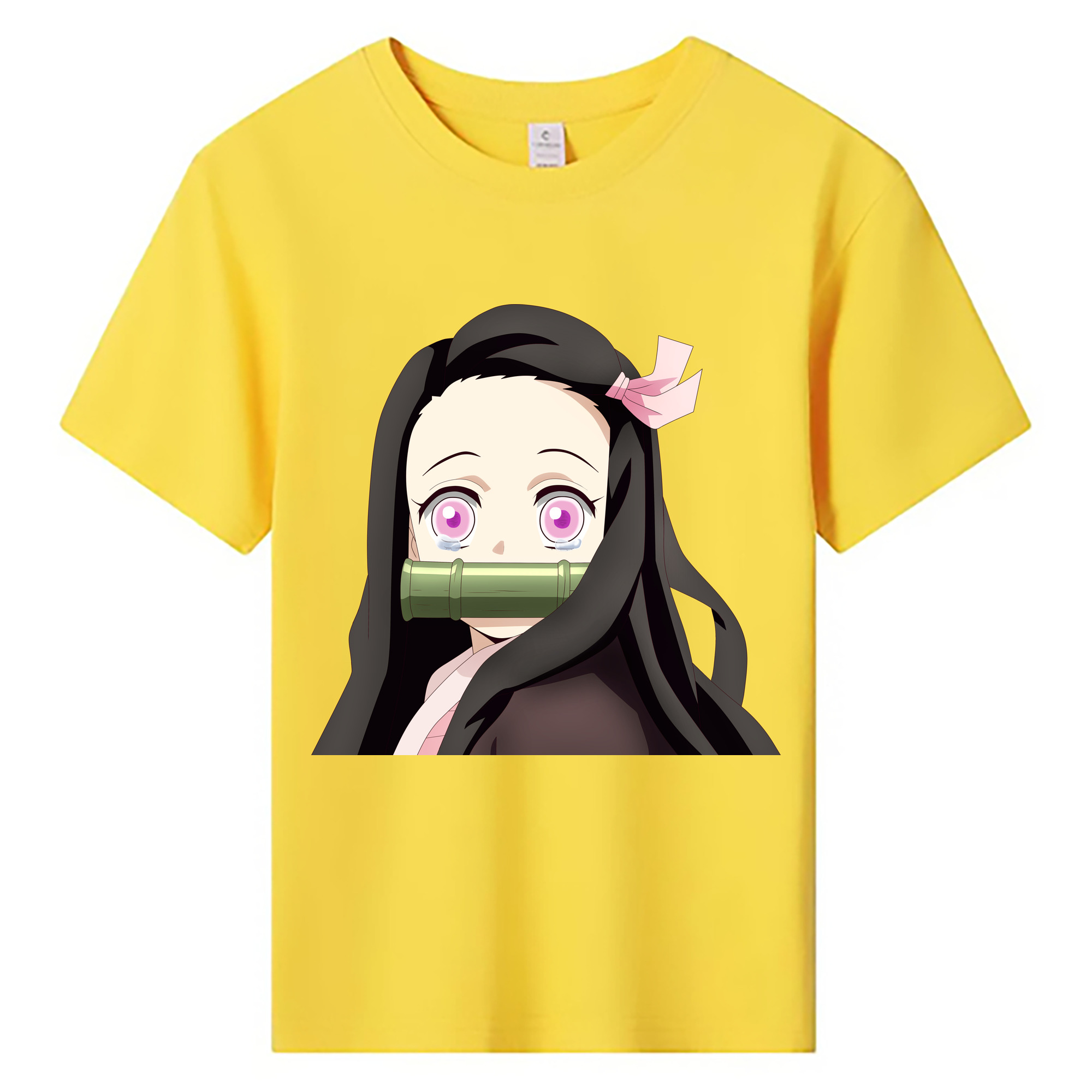 （画像用） 鬼滅の刃（きめつのやいば）竈門 禰󠄀豆子／かまど ねずこ Kamado Nezuko 綿100％キッズTシャツ（フロントプリント）