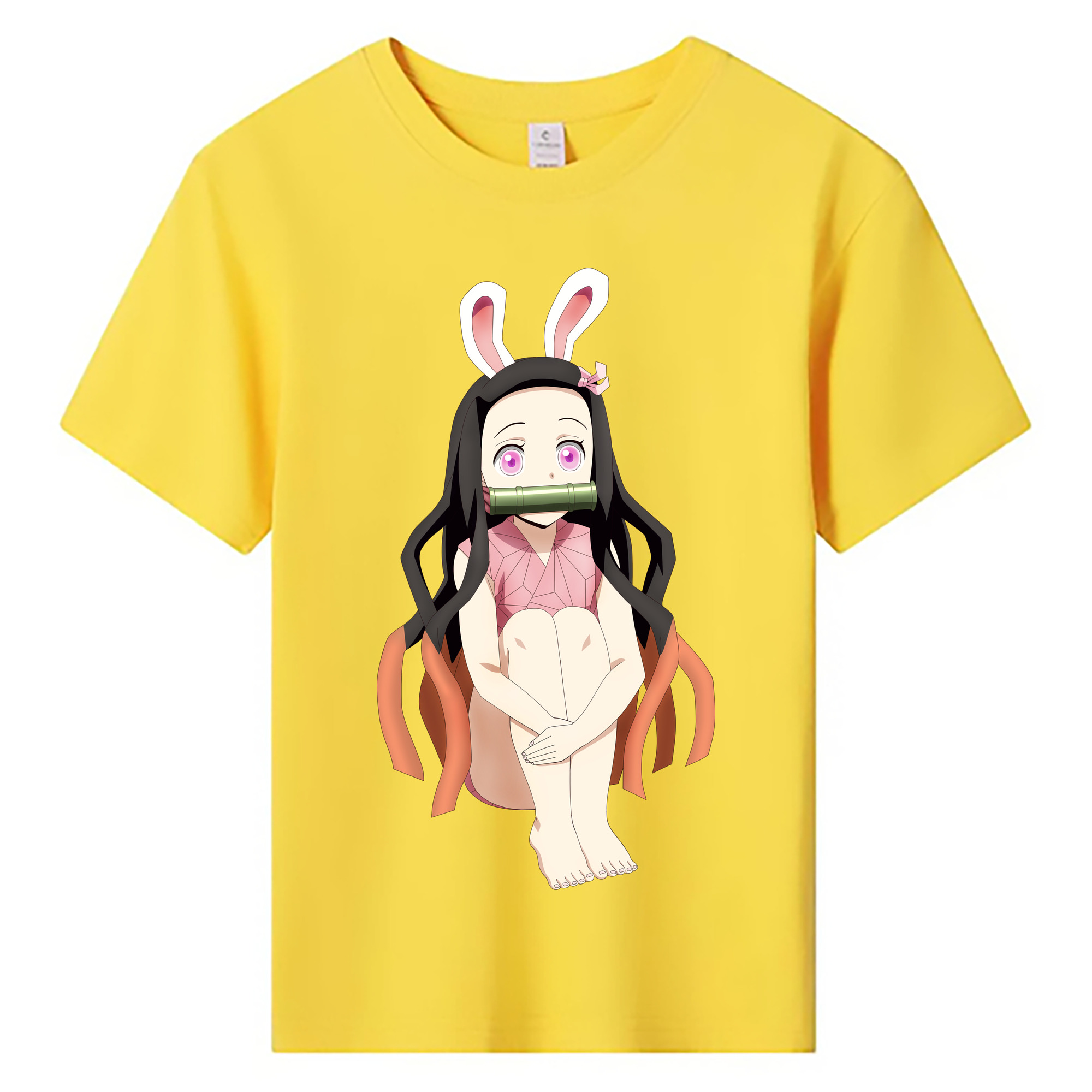 （画像用） 鬼滅の刃（きめつのやいば）竈門 禰󠄀豆子／かまど ねずこ Kamado Nezuko 綿100％キッズTシャツ（フロントプリント）