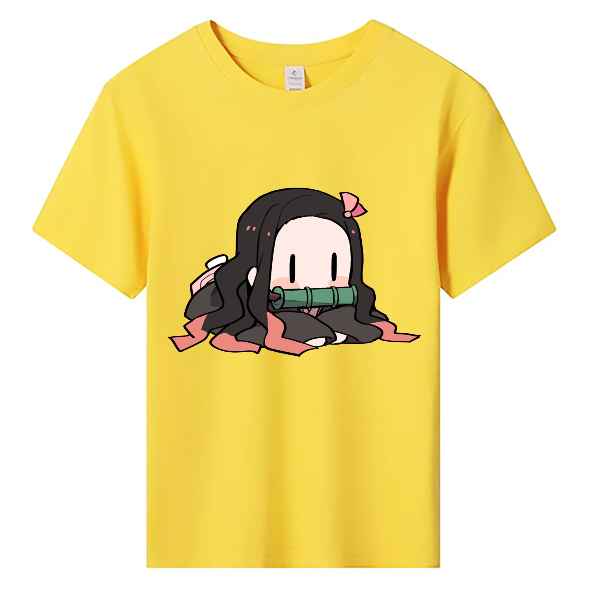 （画像用） 鬼滅の刃（きめつのやいば）竈門 禰󠄀豆子／かまど ねずこ Kamado Nezuko 綿100％キッズTシャツ（フロントプリント）