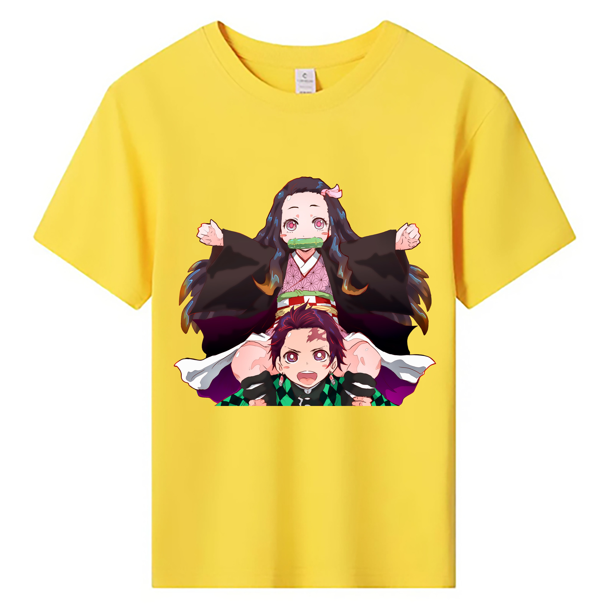 （画像用） 鬼滅の刃（きめつのやいば）竈門 禰󠄀豆子／かまど ねずこ Kamado Nezuko 綿100％キッズTシャツ（フロントプリント）