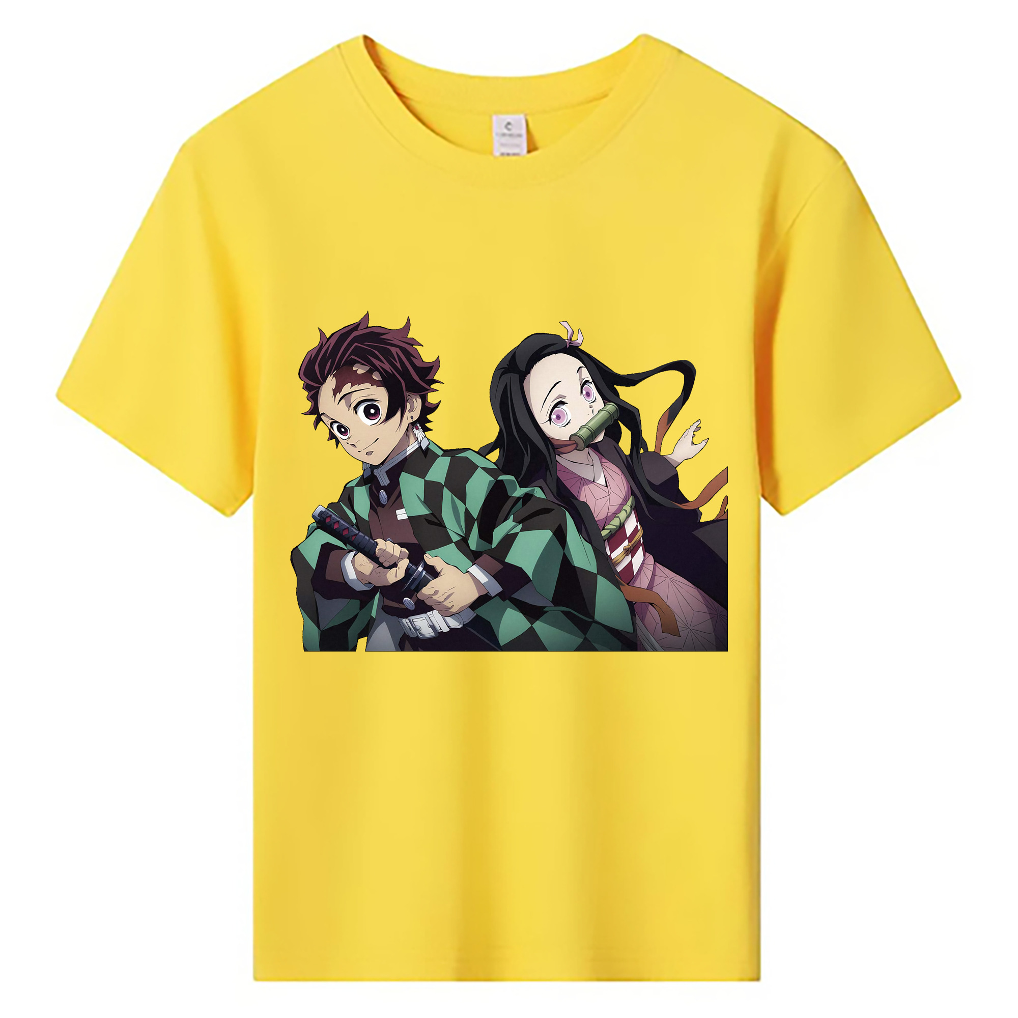 （画像用） 鬼滅の刃（きめつのやいば）竈門 禰󠄀豆子／かまど ねずこ Kamado Nezuko 綿100％キッズTシャツ（フロントプリント）
