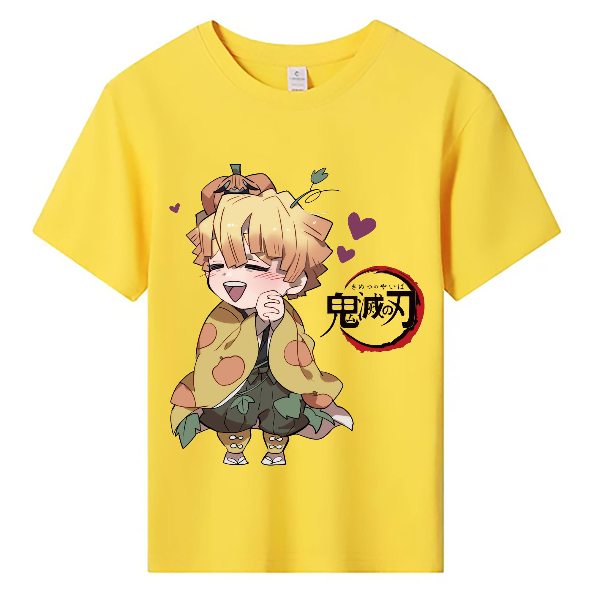 （画像用） 鬼滅の刃（きめつのやいば）我妻 善逸／あがつま ぜんいつ Agatsuma Zenitsu 綿100％キッズTシャツ（フロントプリント）