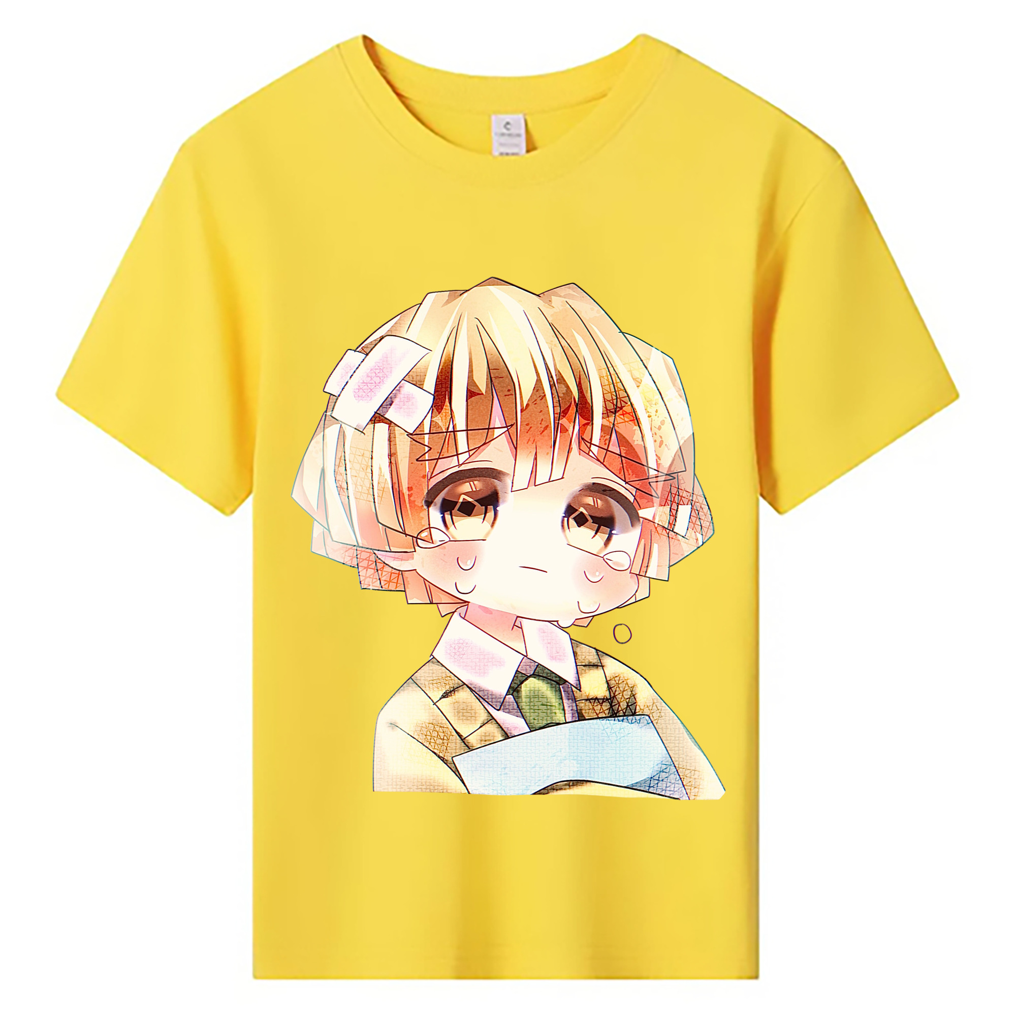 （画像用） 鬼滅の刃（きめつのやいば）我妻 善逸／あがつま ぜんいつ Agatsuma Zenitsu 綿100％キッズTシャツ（フロントプリント）