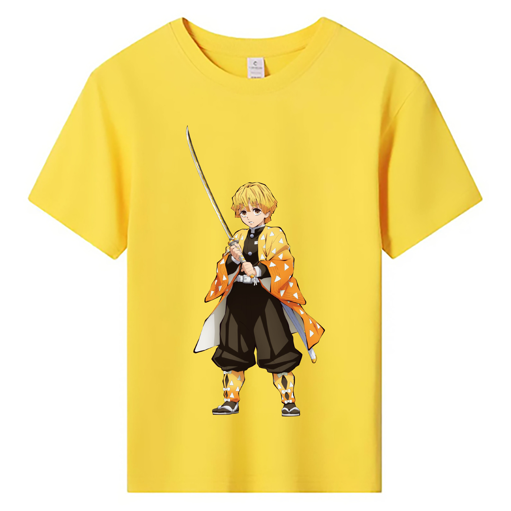 （画像用） 鬼滅の刃（きめつのやいば）我妻 善逸／あがつま ぜんいつ Agatsuma Zenitsu 綿100％キッズTシャツ（フロントプリント）