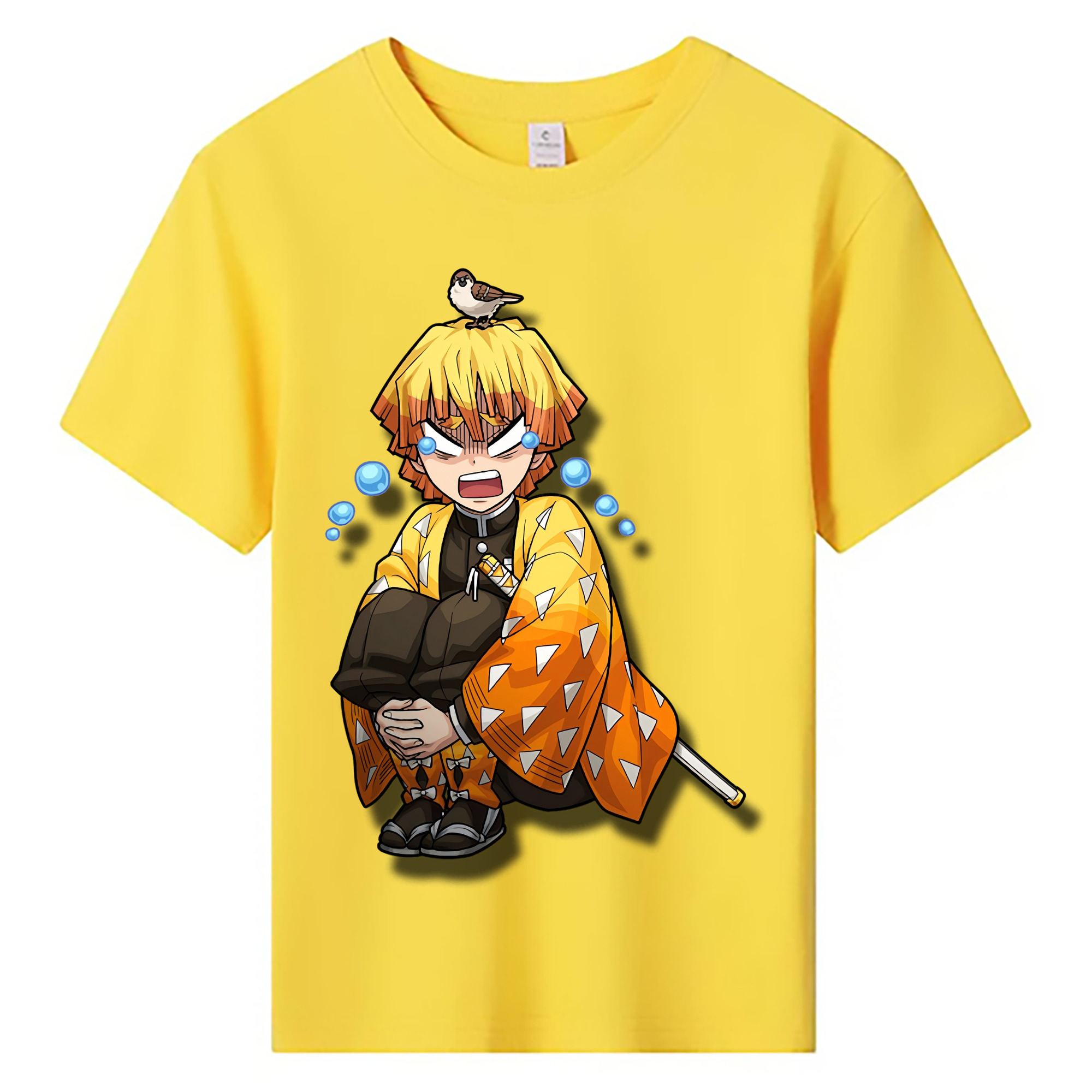 （画像用） 鬼滅の刃（きめつのやいば）我妻 善逸／あがつま ぜんいつ Agatsuma Zenitsu 綿100％キッズTシャツ（フロントプリント）