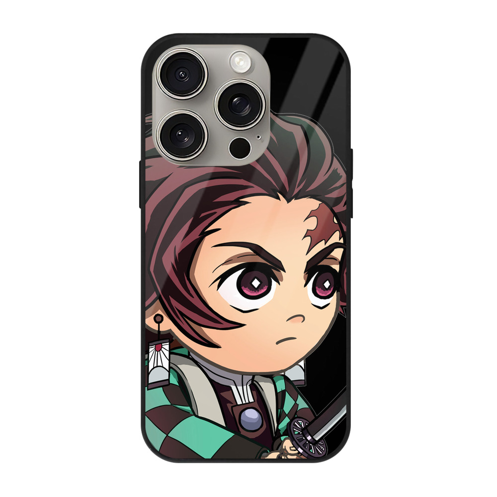 （画像用） 鬼滅の刃 竈門 炭治郎／かまど たんじろう Kamado Tanjirou 【iPhone15Pro対応】スマホケース 耐衝撃＆黄変防止 背面ガラス