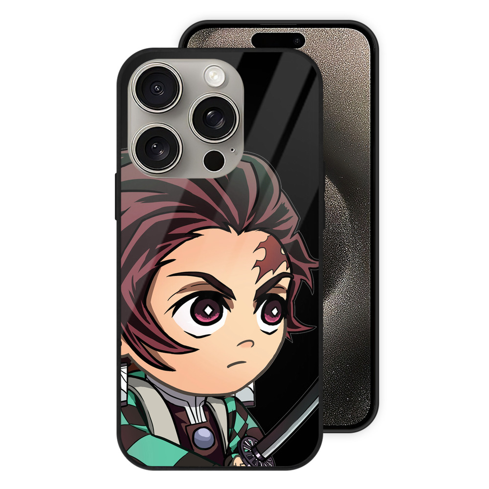 （画像用） 鬼滅の刃 竈門 炭治郎／かまど たんじろう Kamado Tanjirou 【iPhone15Pro対応】スマホケース 耐衝撃＆黄変防止 背面ガラス