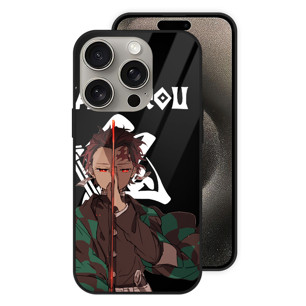 （画像用） 鬼滅の刃 竈門 炭治郎／かまど たんじろう Kamado Tanjirou 【iPhone15Pro対応】スマホケース 耐衝撃＆黄変防止 背面ガラス