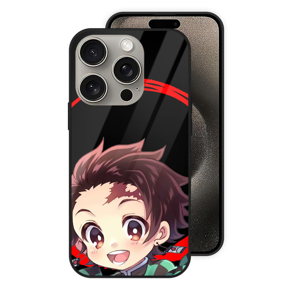 （画像用） 鬼滅の刃 竈門 炭治郎／かまど たんじろう Kamado Tanjirou 【iPhone15Pro対応】スマホケース 耐衝撃＆黄変防止 背面ガラス